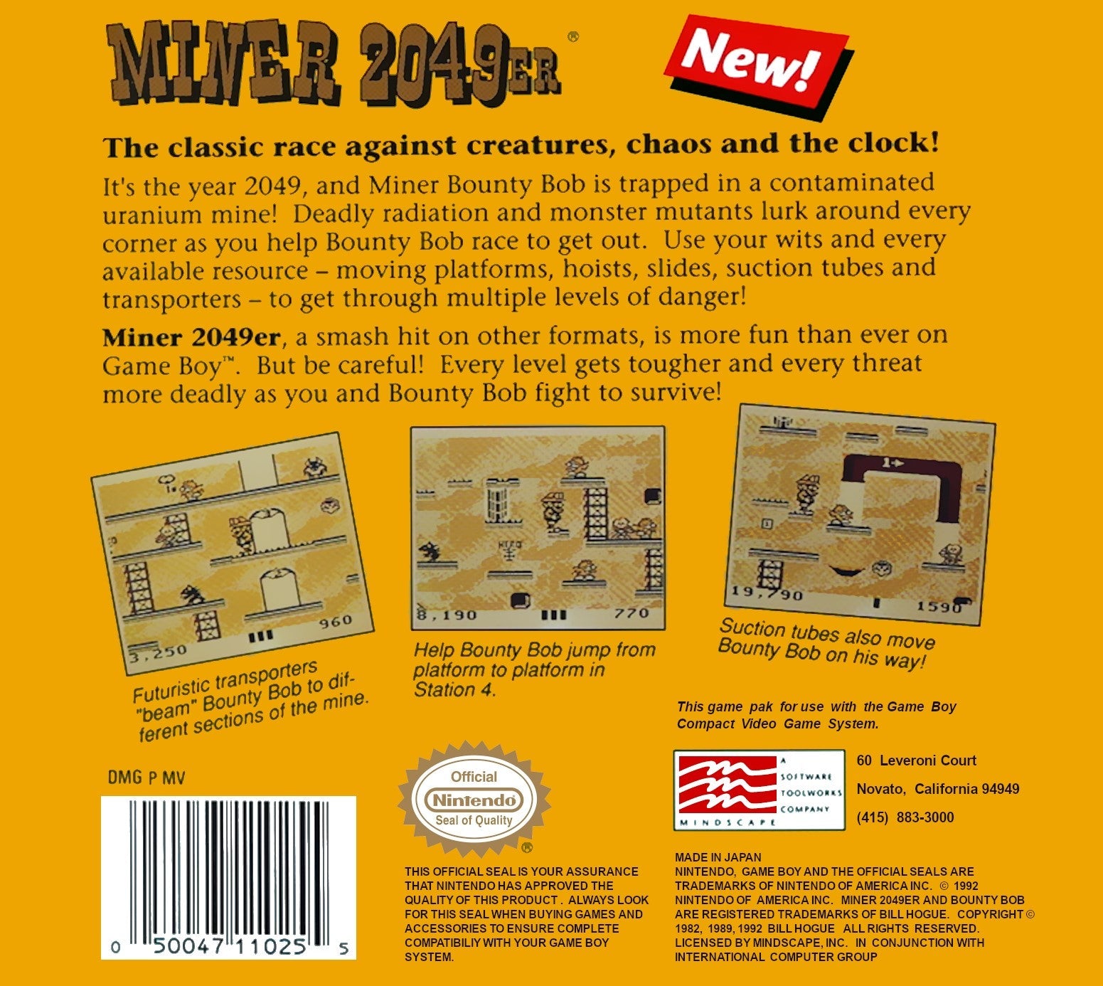 Vintage Miner 2049er Game Boy Video Game Cartridge - Retro Gaming Collectible for Nintendo Game Boy Enthusiasts | Perfect for Classic Gaming Nights & Nostalgic Gift Ideas