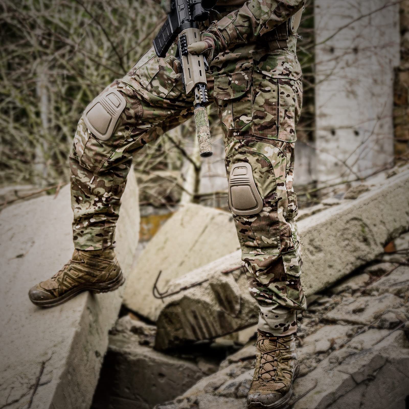 G3 Combat Pants with Knee Pads - Tactical Military Trousers for Men - Durable Rip-Stop Hunting & Airsoft Camo Pants - Perfect for Outdoor Adventures, Range Training & Tactical Missions
