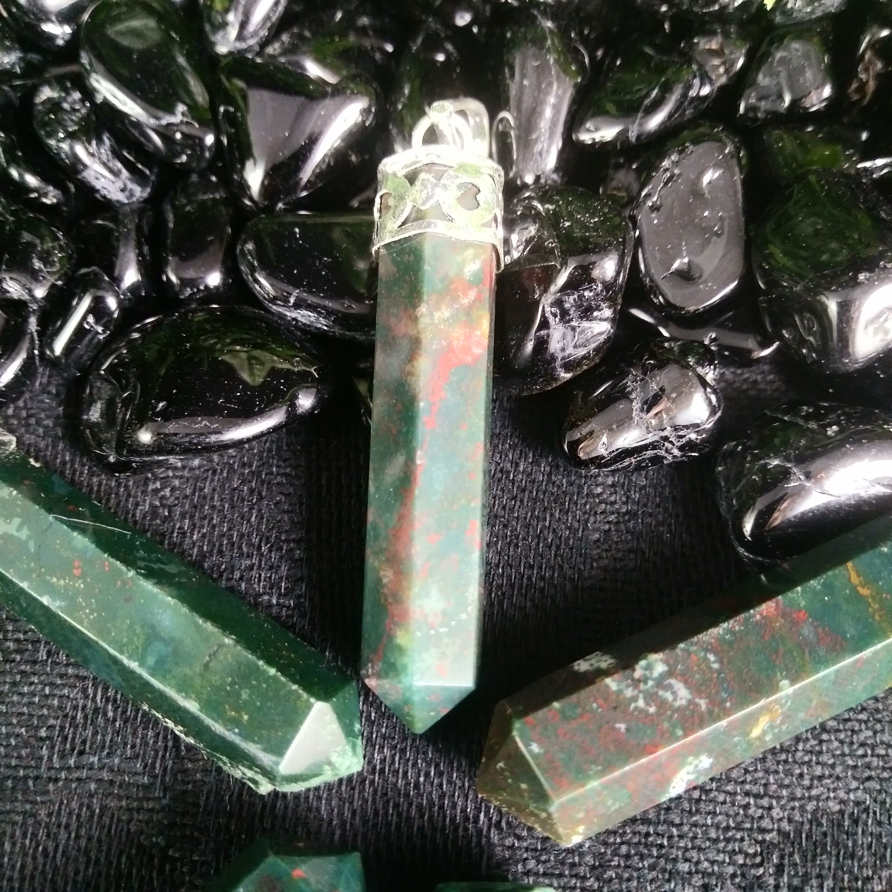 Natural Bloodstone Point Pendant Necklace - Healing Crystal Jewelry for Protection & Energy Balance | Perfect for Meditation, Chakra Healing & Spiritual Gifts