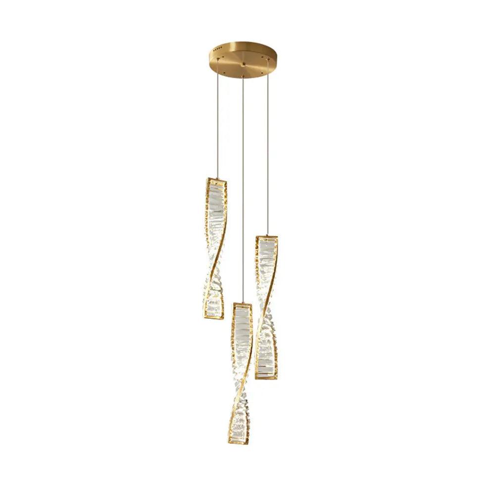 Elegant Spiral Strip Crystal Pendant Light - Modern Chandelier for Dining Room, Living Room & Bedroom Decor