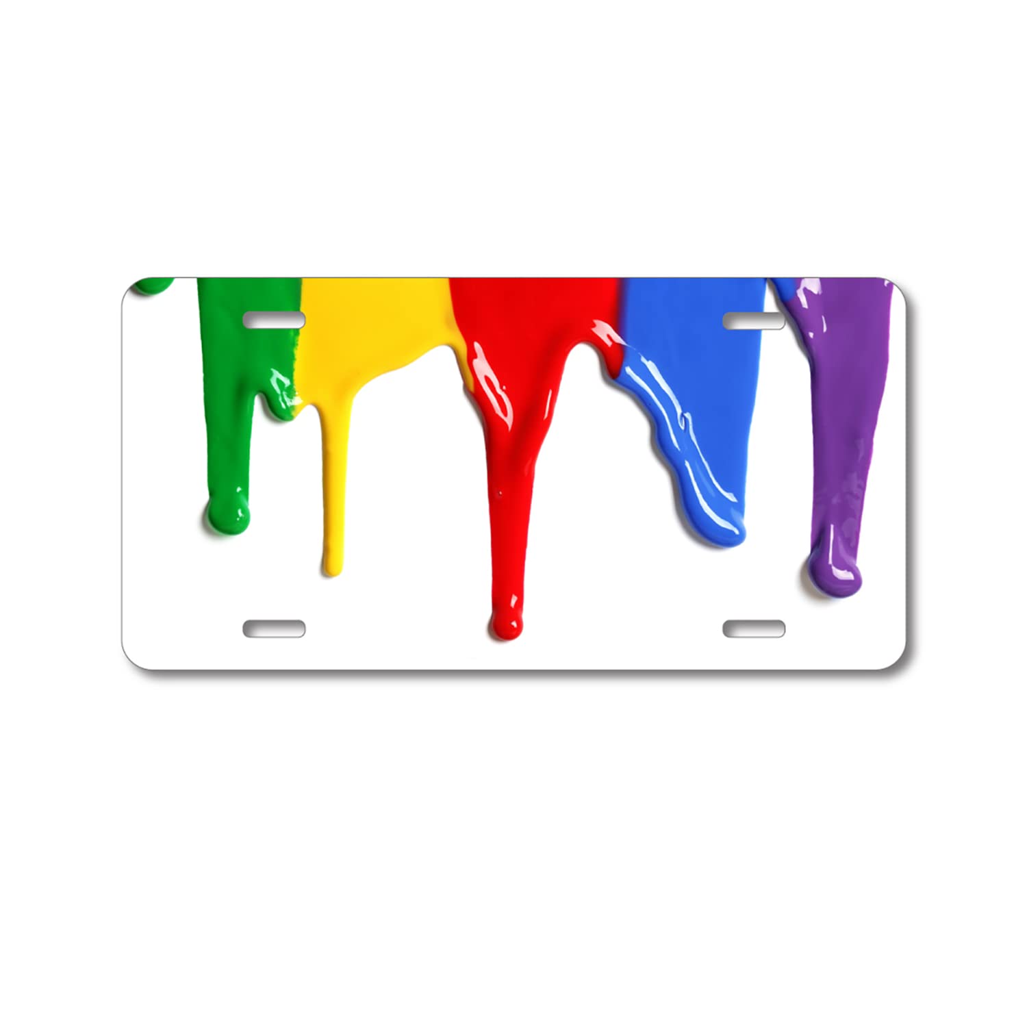 Custom Aluminum Vanity License Plate for Cars - Rainbow Paint Dripping Design - Personalized Front License Plate for Cars, Trucks & Motorcycles - Perfect for Car Shows, Gifts & Personalization