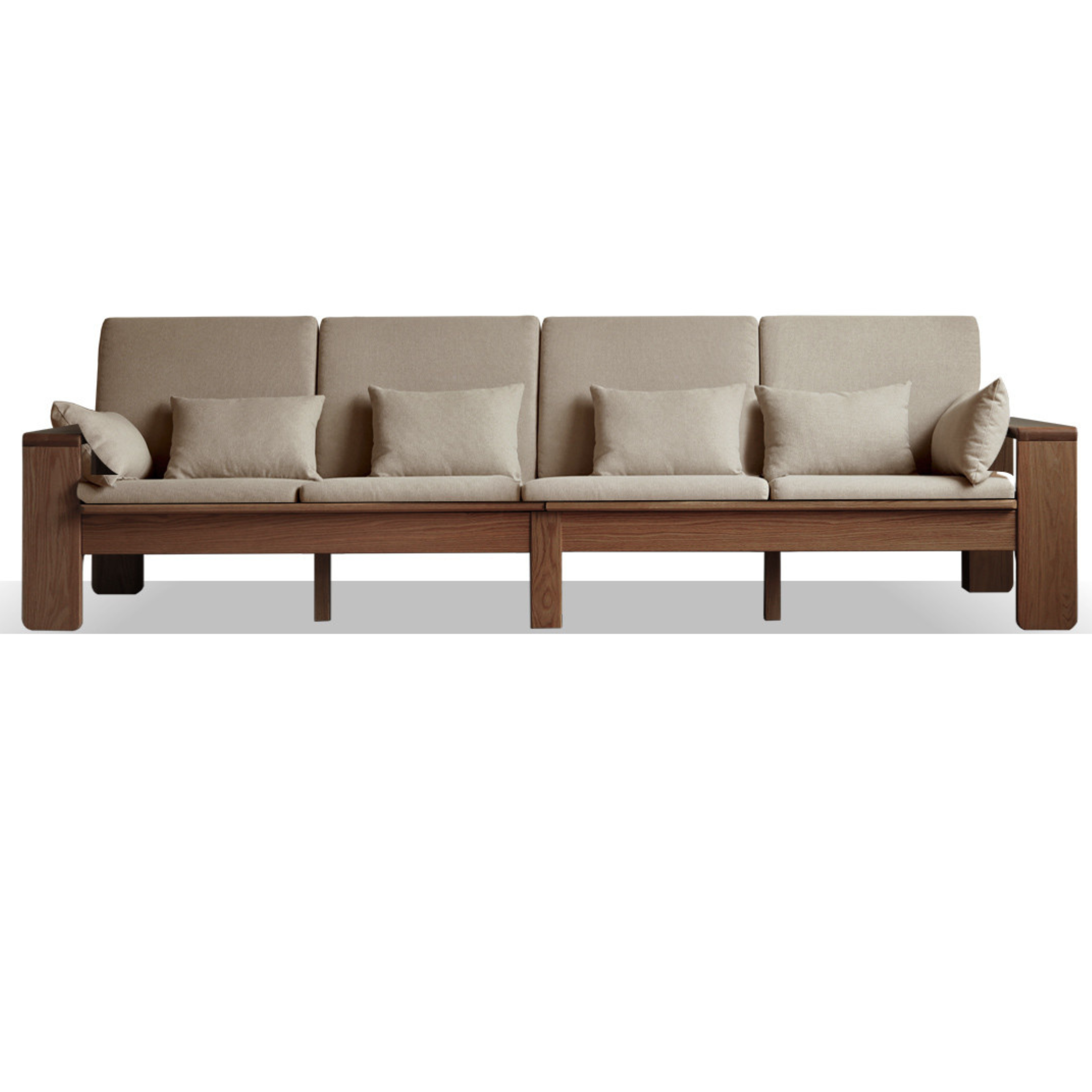 Modern Nordic Fabric Sofa - Solid Oak Wood Frame - Stylish & Durable Living Room Furniture for Small Spaces & Apartments