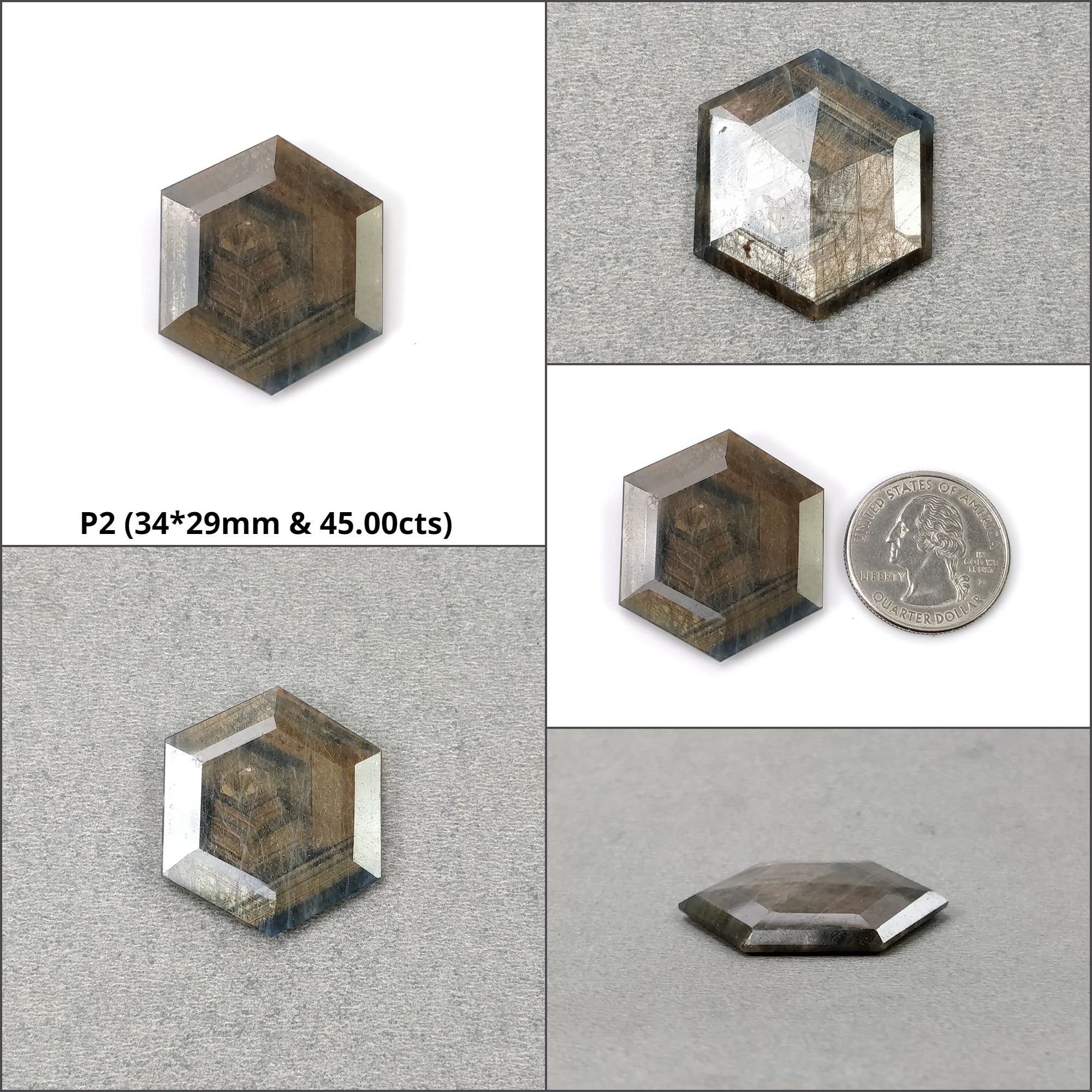 Natural Untreated Golden Brown Chocolate Blue Sheen Sapphire Gemstone - Hexagon Shape Normal Cut for Jewelry Making & Engagement Rings