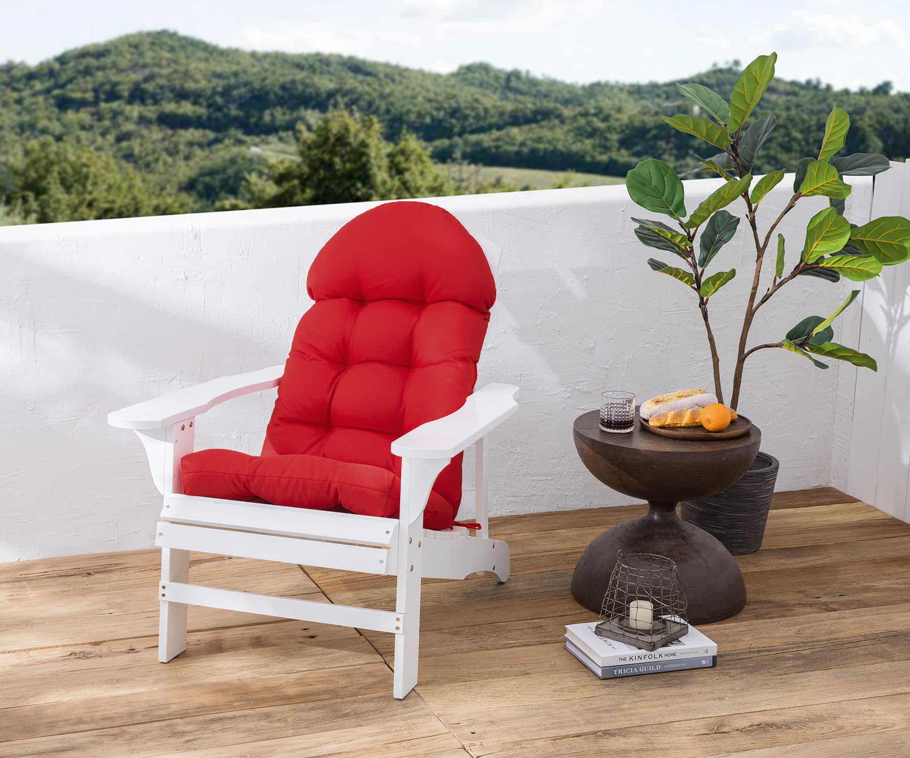 Premium Adirondack Chair Cushions Set of 4 - Weatherproof High Back Rocking Chair Pads with Tufted Design for Indoor/Outdoor Patio Furniture - Perfect for Garden, Deck, Poolside & Porch Relaxation