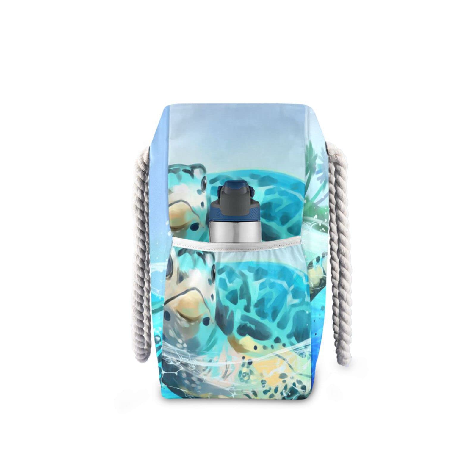 Vikko Sea Turtle Floats Beach Bag - Large Waterproof Travel Tote with Zipper for Women & Girls | Perfect for Pool, Beach Vacations & Summer Outings