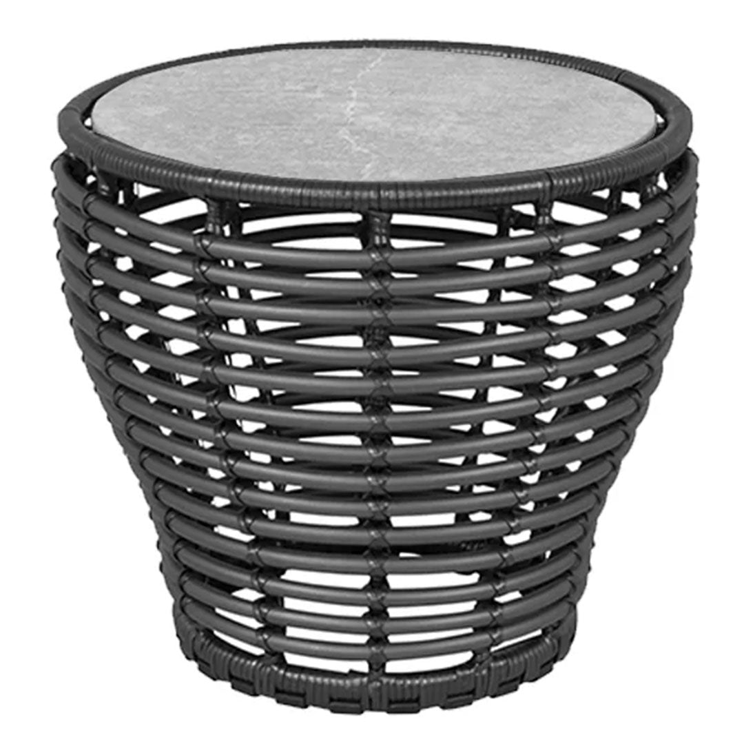 Outdoor Wicker Coffee Table - Small Round Basket Weave Side Table for Patio, Garden, or Balcony - Perfect for Relaxing with Coffee or Drinks