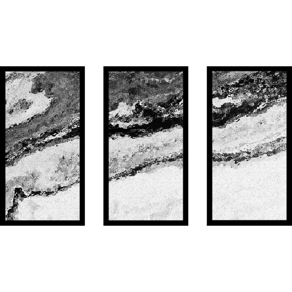 Black and White II Framed Acrylic Wall Art Set of 3 - Modern Abstract Paintings for Living Room, Bedroom & Office Decor