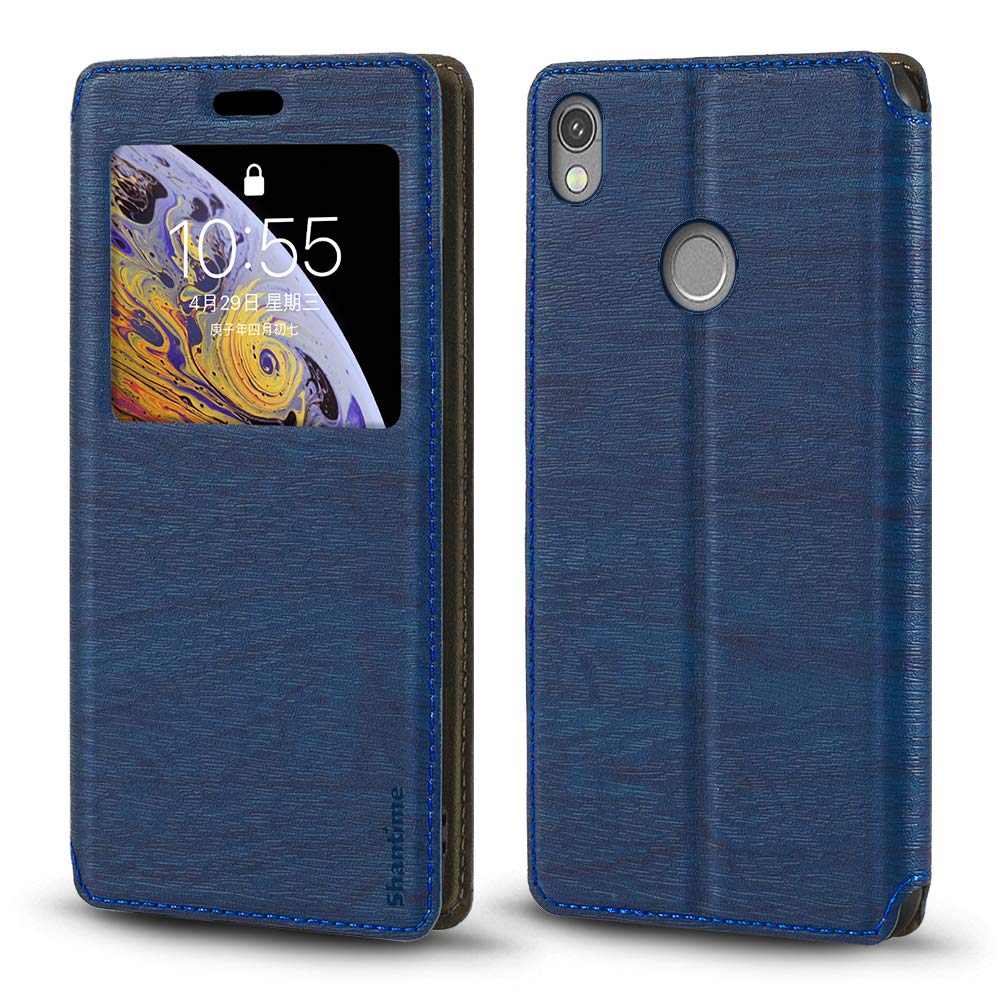 Premium Wood Grain Leather Magnetic Flip Cover with Card Holder & Window for Tecno Camon CX Air - Wallet Phone Case for Daily Use & Travel Protection