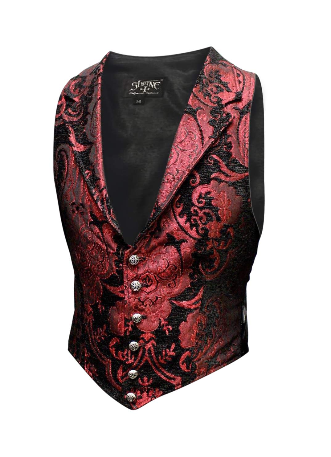 Gothic Victorian Vintage Aristocrat Vest for Men & Women - Red Black Tapestry Waistcoat - Large Size - Perfect for Renaissance Fairs, Steampunk Cosplay & Historical Reenactments