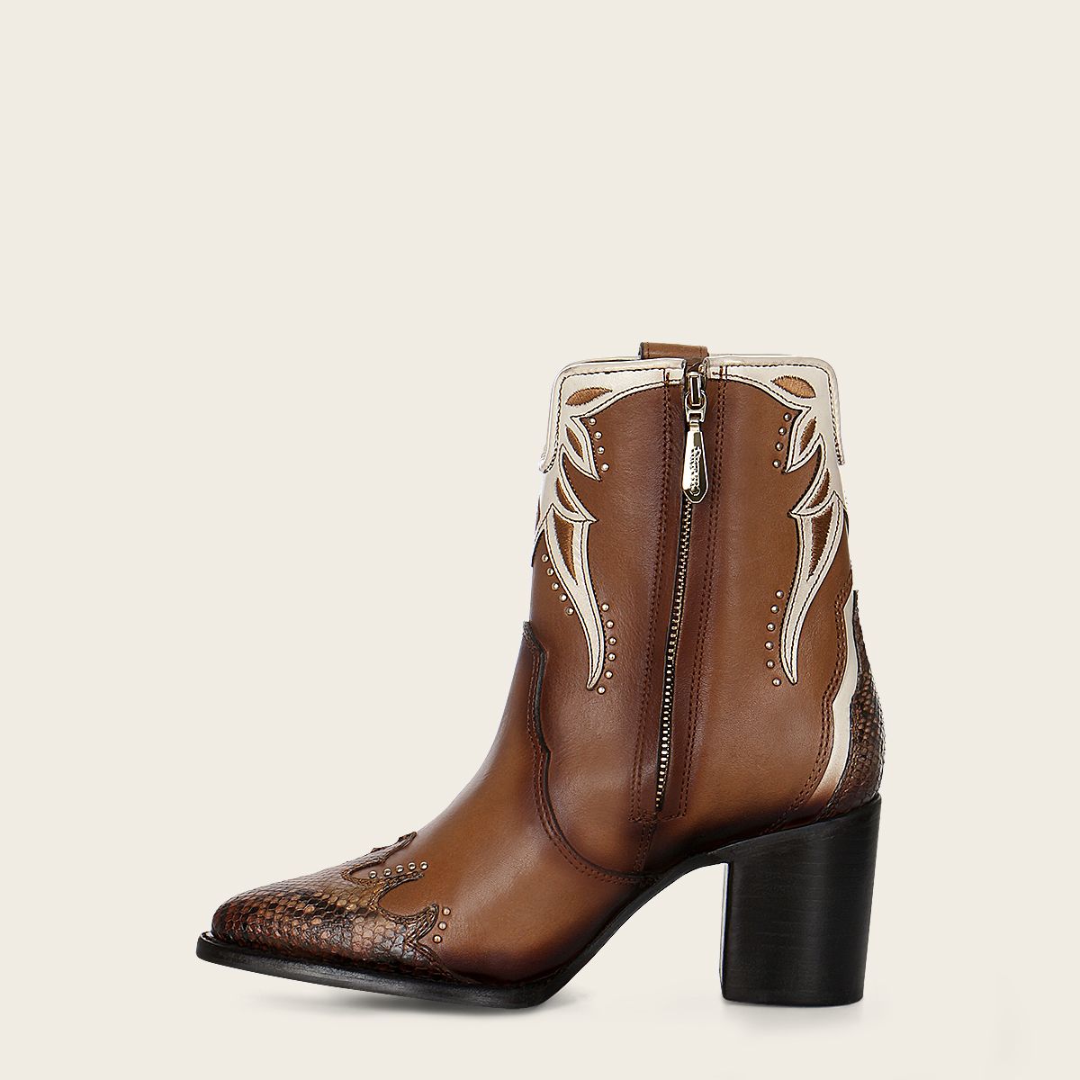 **Women's Western Cowgirl Ankle Boots - Genuine Python Skin & Honey Color | Perfect for Rodeo, Country Dance & Casual Wear**