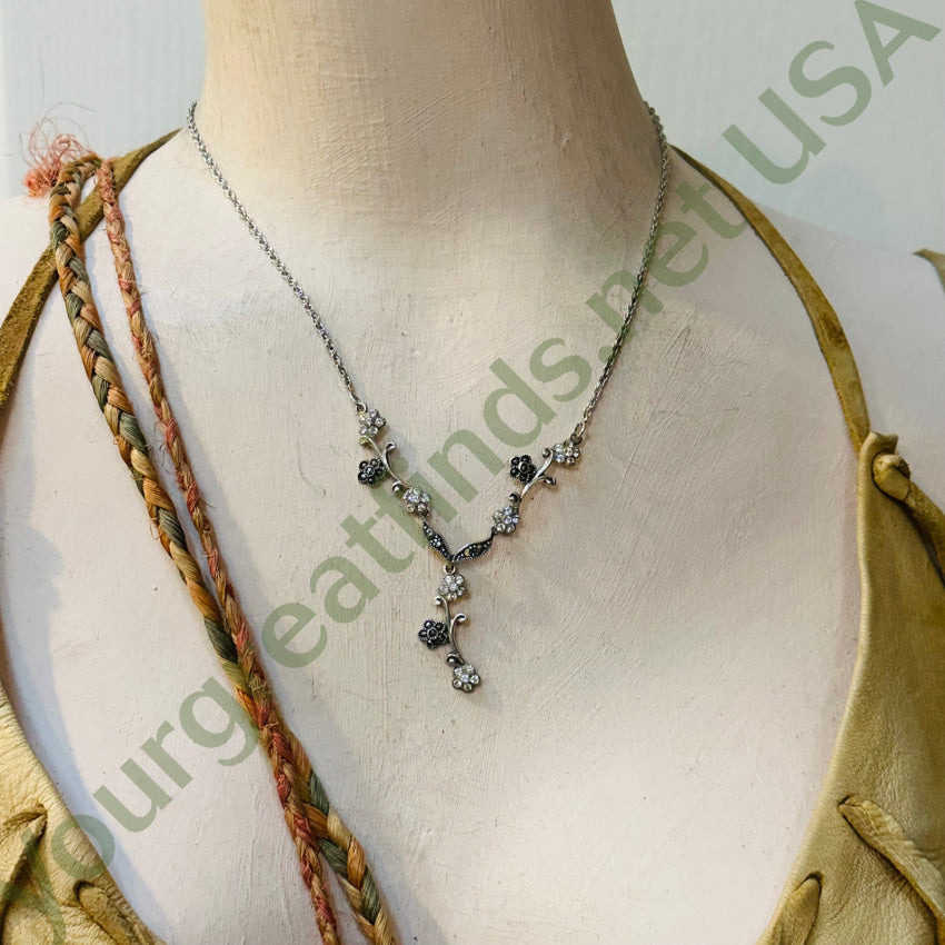 Sterling Silver Marcasite Cubic Zirconia 