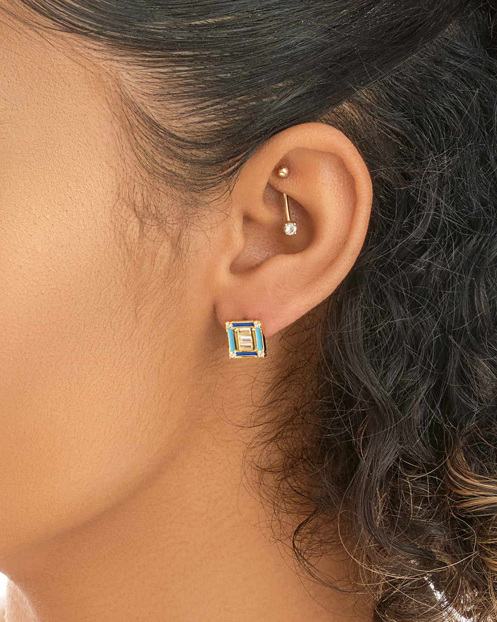 Luella CZ & Enamel Square Stud Earrings for Women - Elegant Cubic Zirconia Fashion Jewelry - Perfect for Parties, Weddings & Everyday Wear