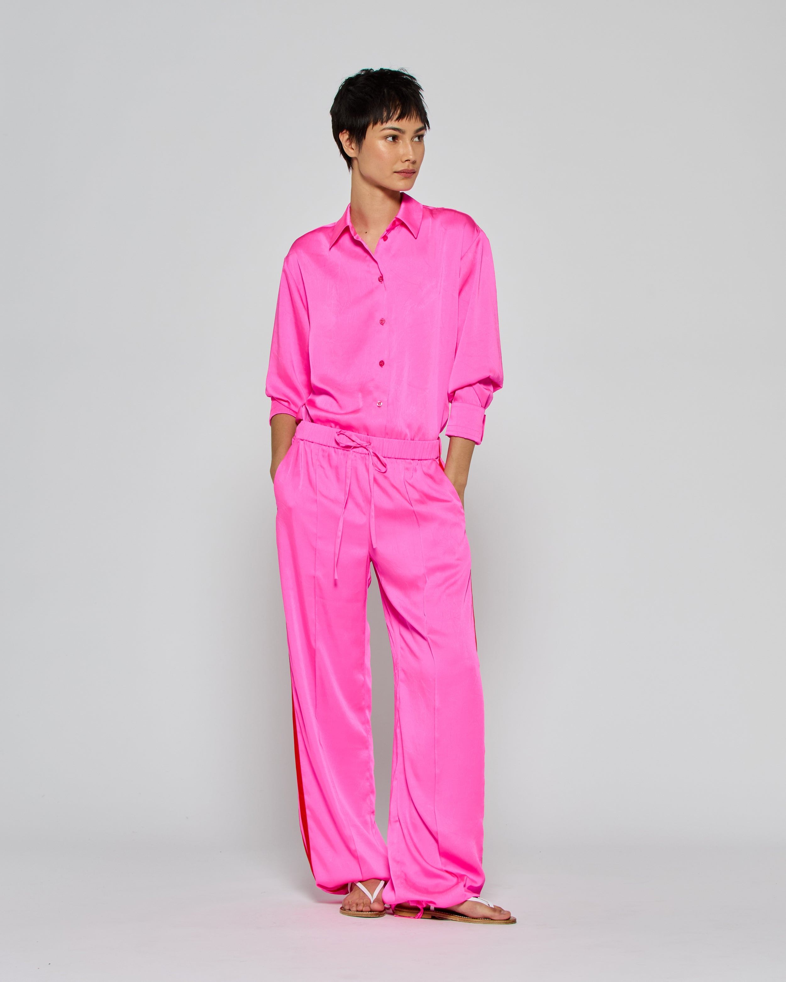 Serena Jogger Pants for Women 2025 - Soft Stretchy High Waist Athletic Joggers in Shocking Pink | Perfect for Yoga, Gym, Running & Lounge Wear