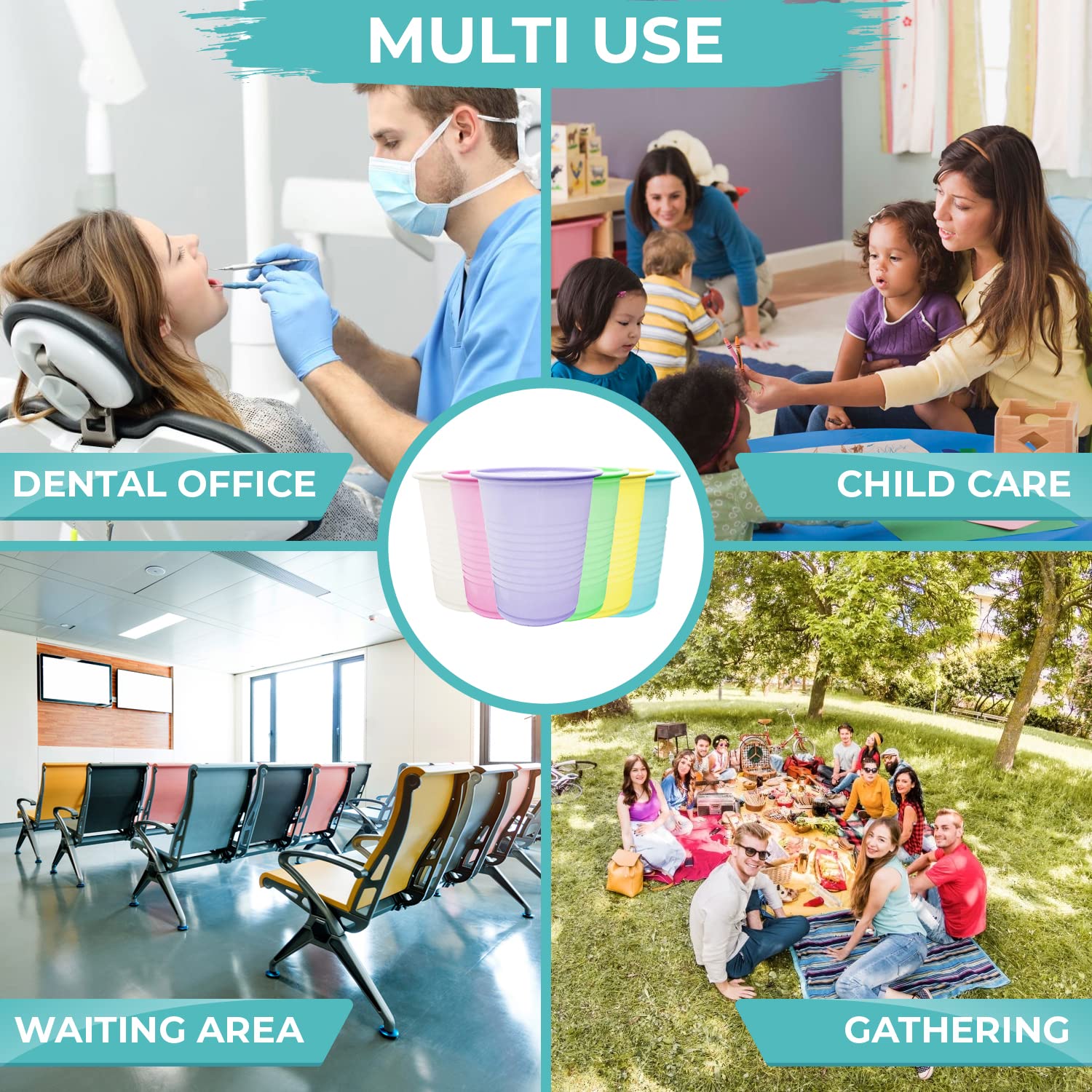5 oz Disposable Plastic Cups - 50 Pack White Mini Cups for Bathroom, Medicine, Rinsing, Mouthwash | Party Supplies, Dental Use, Kids Drinks - Perfect for Parties, Clinics & Home Use