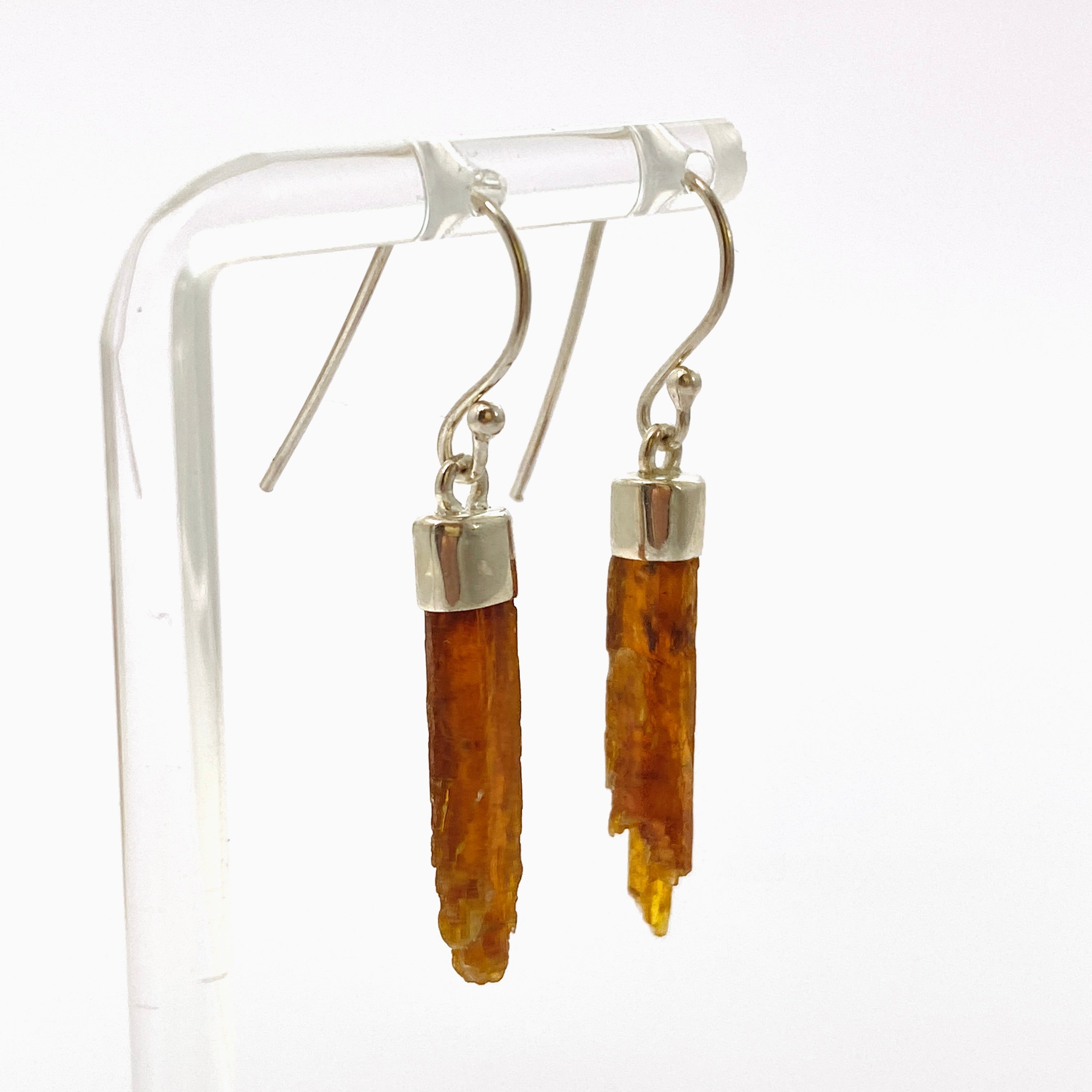 Natural Orange Kyanite Raw Crystal Stud Earrings - Handmade Gemstone Jewelry KEGJ1528 for Meditation, Healing & Spiritual Energy
