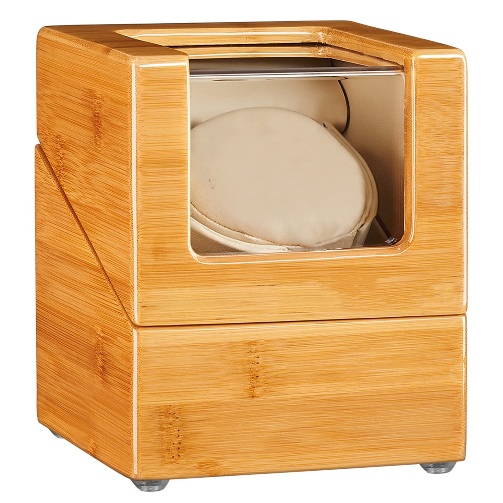 JQUEEN Single Automatic Watch Winder Box - 100% Natural Bamboo Wood - Perfect for Watch Storage & Display - Keeps Your Luxury Watches Wound & Ready to Wear