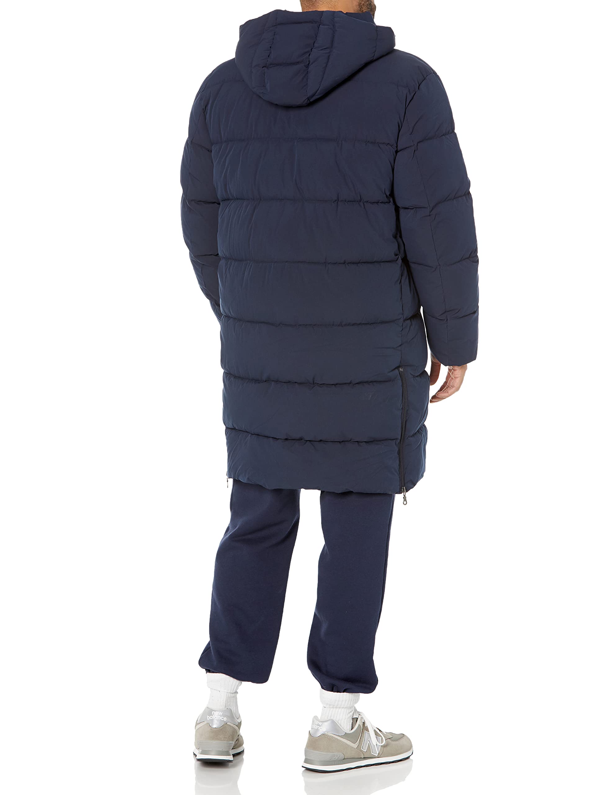 Amazon Essentials Men's Hooded Long Puffer Coat - Lightweight Winter Jacket for Cold Weather, Water-Resistant Outdoor Parka with Adjustable Drawstring (Great for Snow, Hiking & Daily Commute)