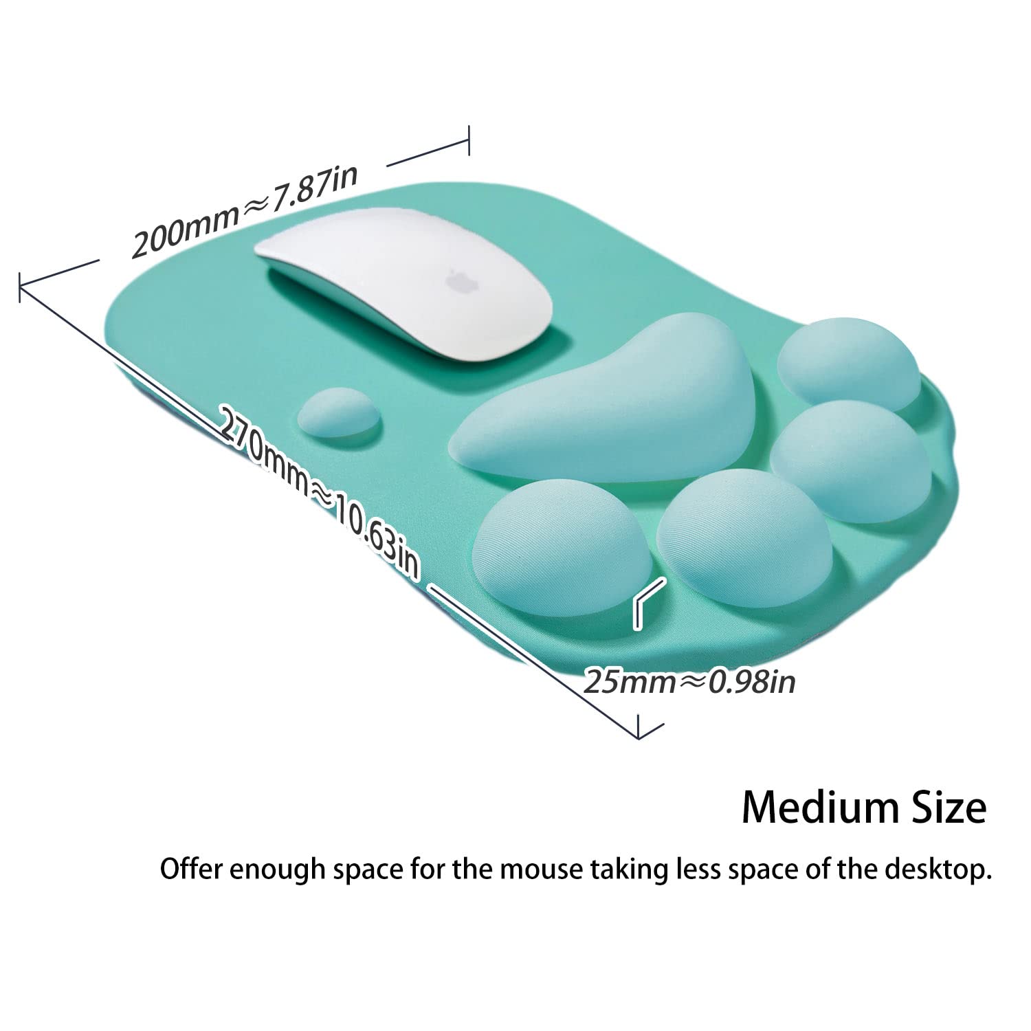Ergonomic Cat Paw Mouse Pad with Wrist Support - Cute Kawaii Silicone Gel Mouse Mat for Home, Office & Gaming - Comfortable Green Mousepad for PC, Laptop & Computer Workstations