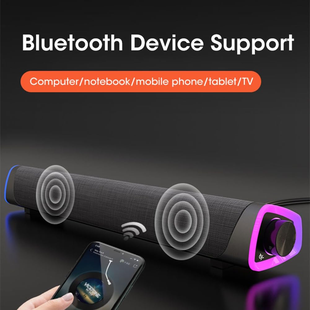 Rordigo 4D Soundbar with Subwoofer - Bluetooth Computer Speakers for PC, Laptop, Notebook - Stereo Audio for Music, Movies & Gaming (Black) - Perfect for Home Office & Entertainment Setup
