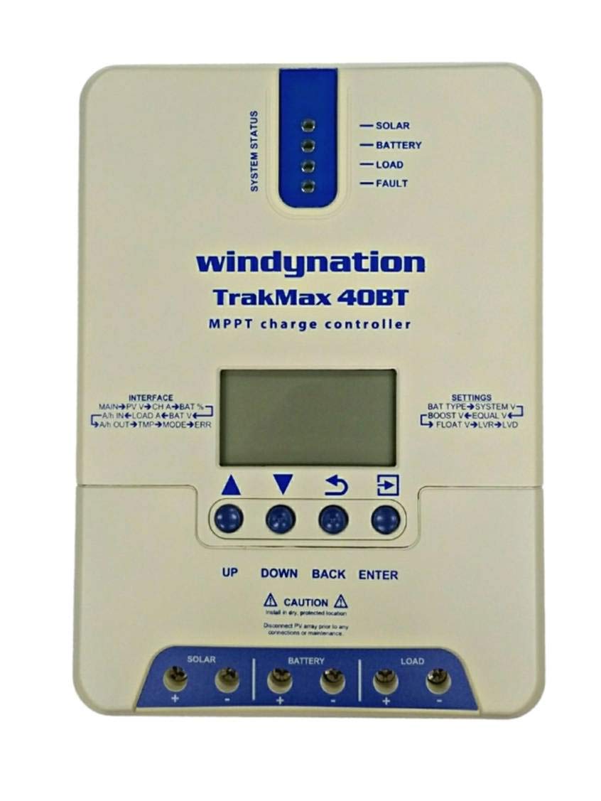 WindyNation TrakMax 40A MPPT Solar Charge Controller - 12V/24V for Sealed, AGM, Gel & Lithium Batteries - Ideal for RV, Marine, Off-Grid & Solar Power Systems