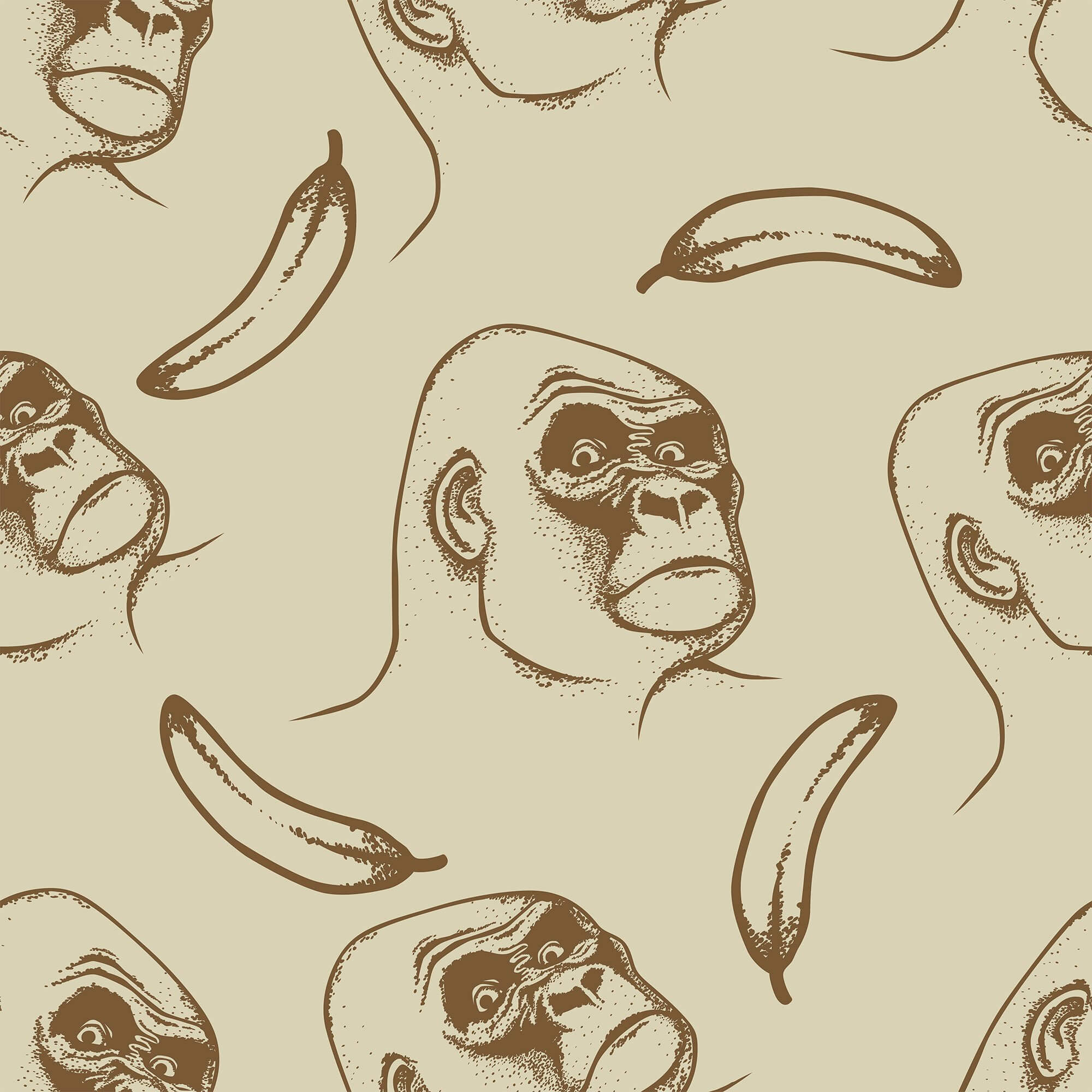 Brown Gorilla Animal Peel and Stick Removable Wallpaper - Self-Adhesive Decorative Wall Covering for Kids Room, Nursery, Bedroom, and Home Decor