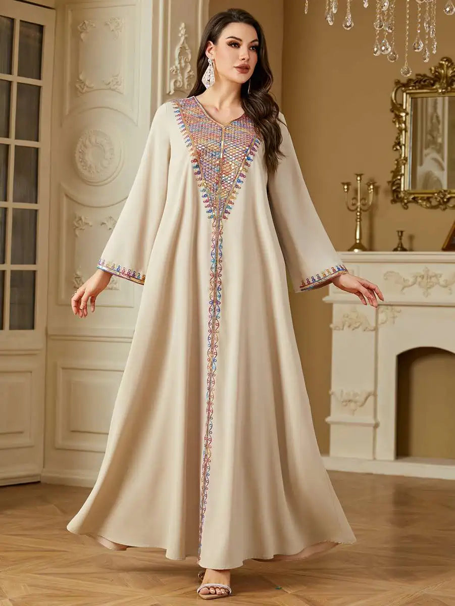 Elegant Eid Dress with Sequins & Embroidery - Stylish Caftan Kaftan Dress for Women #254220 | Perfect for Holiday Celebrations, Parties & Special Occasions
