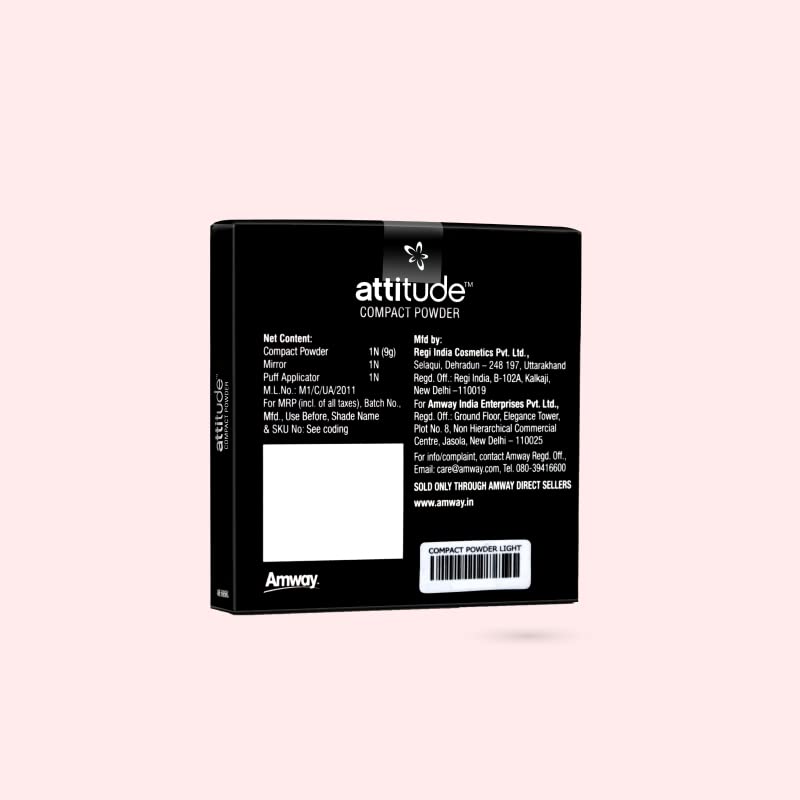 Attitude Compact Powder Light 9g - Vegan, Cruelty-Free, Talc-Free Makeup for Flawless Matte Finish | Perfect for Daily Wear & Touch-Ups