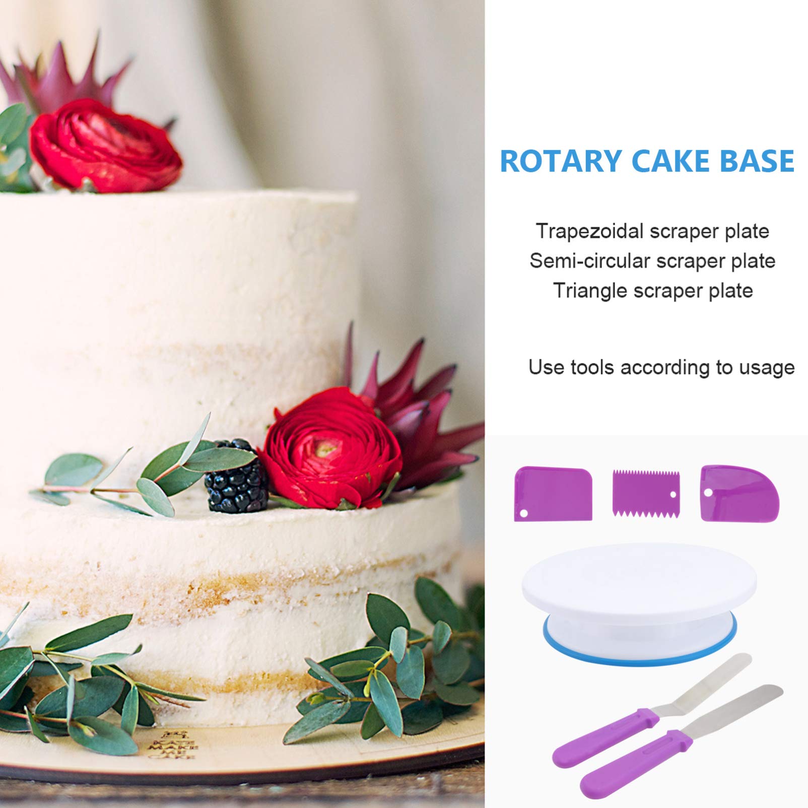 DOITOOL 6-Piece Cake Turntable Set - Manual Rotating Cake Stand, Durable Rotary Cake Base with Non-Slip Surface for Cake Decorating, Baking, and Dessert Display - Perfect for Home Bakers & Professional Chefs