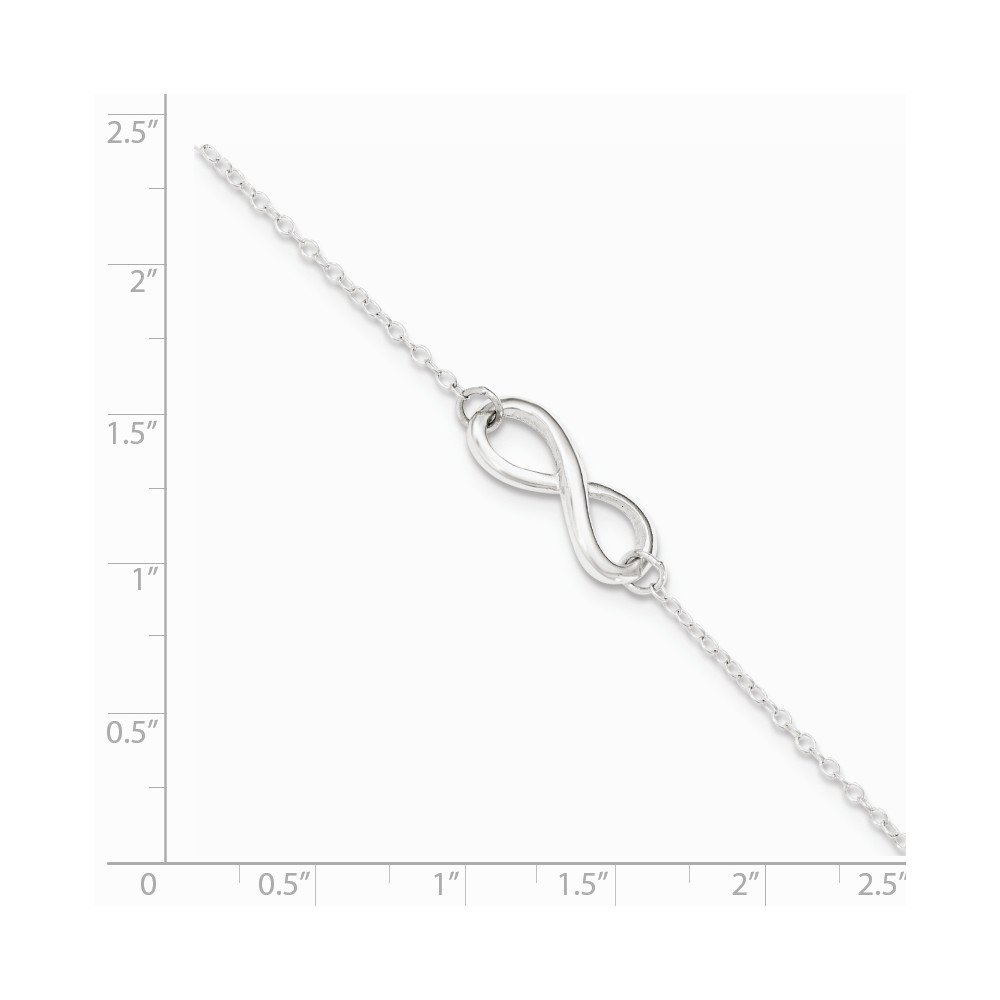 925 Sterling Silver Infinity Love Knot Anklet with Lobster Clasp - Adjustable 9