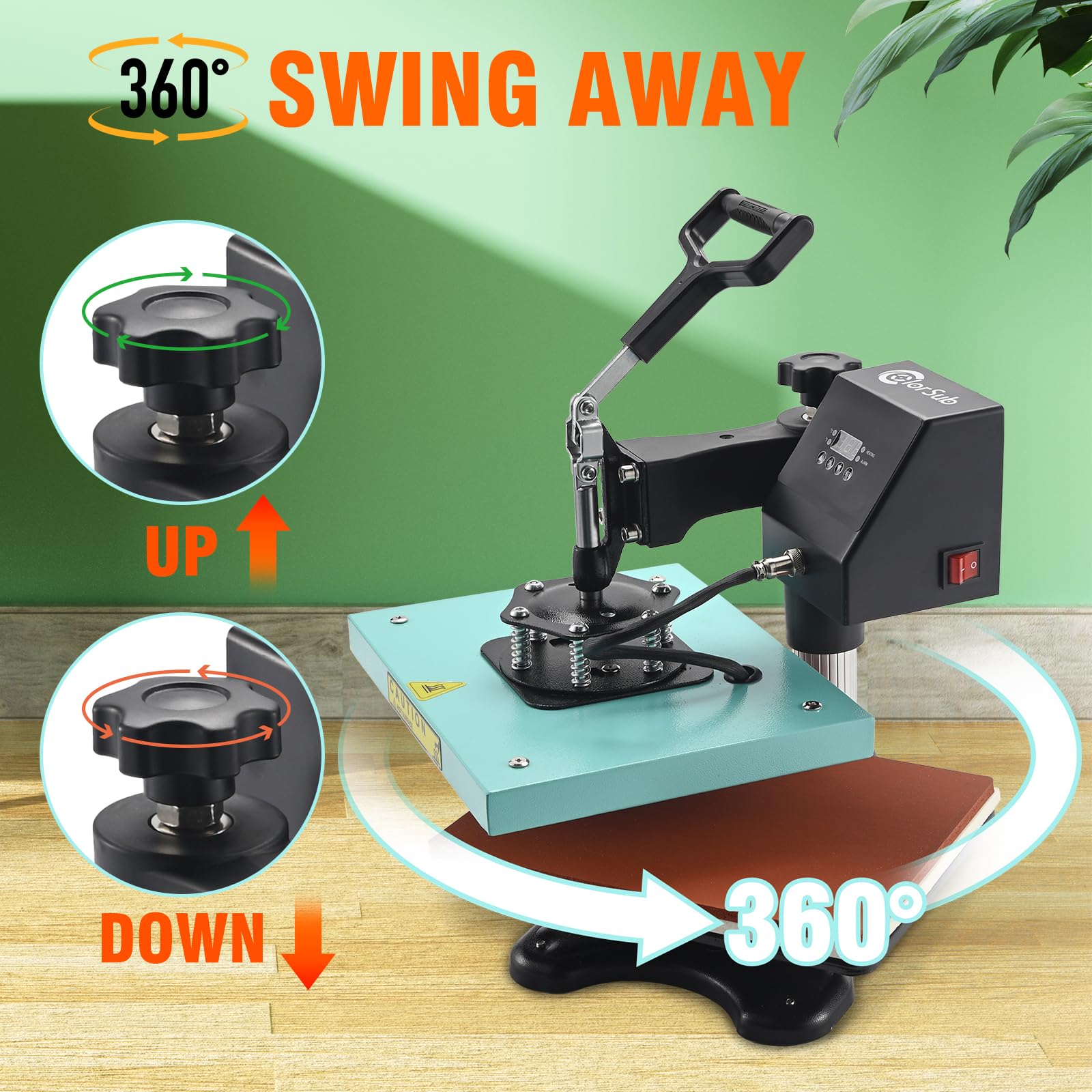ColorSub 9x12 Inch Heat Press Machine for T-Shirts - 3 in 1 Small Sublimation Heat Transfer Press for DIY Crafts, Custom Apparel & Small Business Use