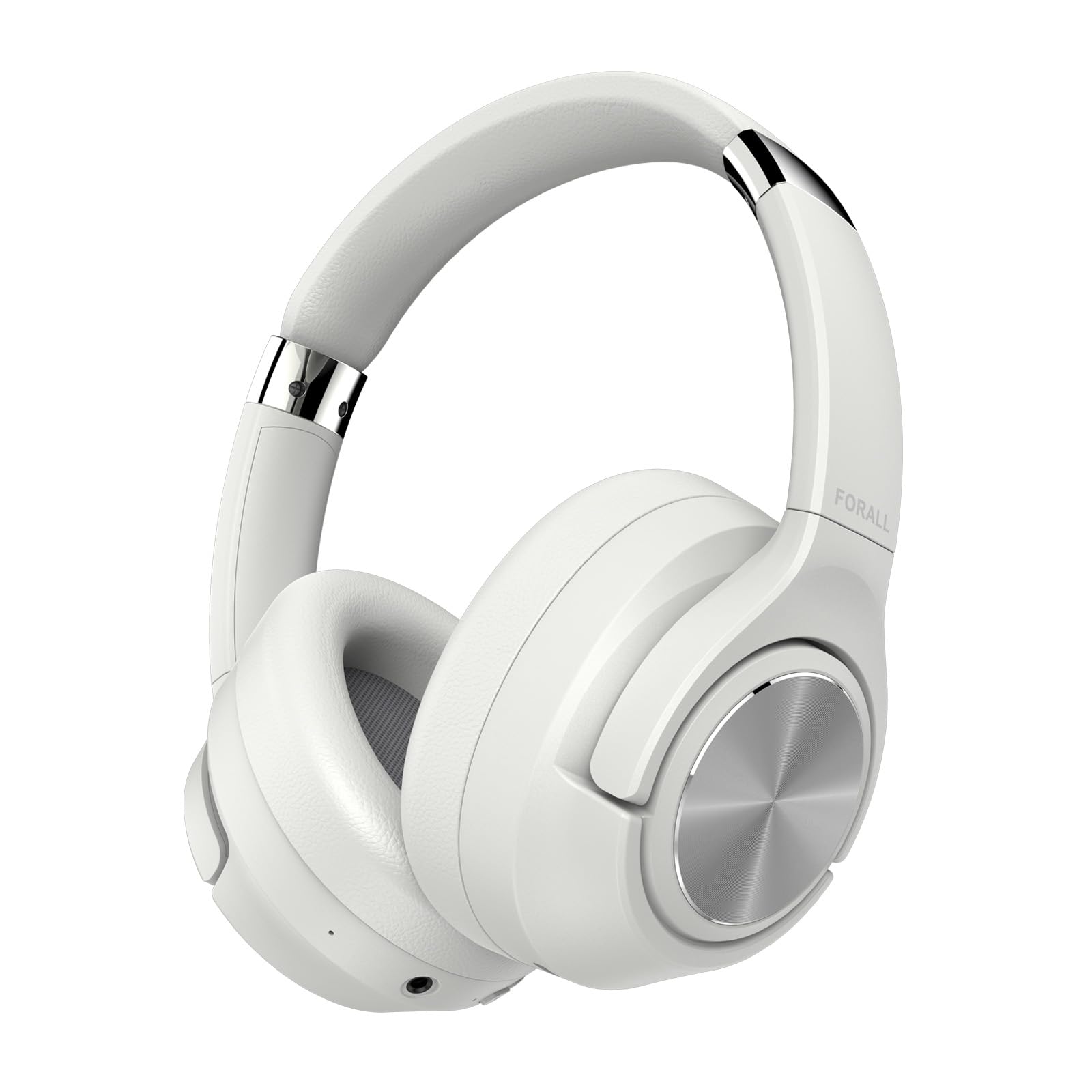 FORALL Hybrid Active Noise Cancelling Wireless Over-Ear Bluetooth Headphones - 60H Playtime, Hi-Res Audio, 3 EQ Modes, Deep Bass - Perfect for Travel, Home Office, Commuting & Gaming (White)
