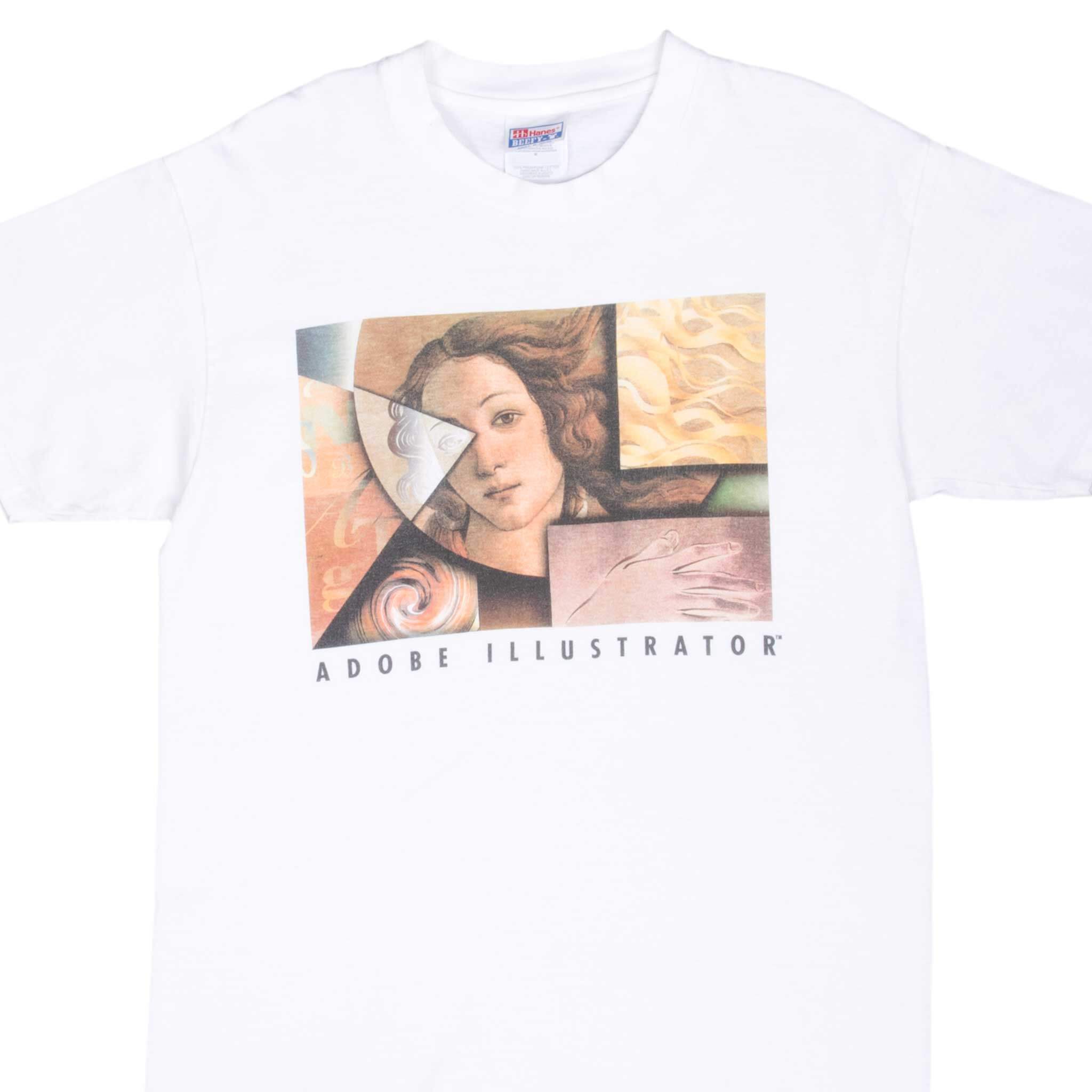 Vintage Adobe Illustrator 1990s Retro Graphic T-Shirt - Medium Size - Perfect for Tech Enthusiasts & Retro Fashion Lovers