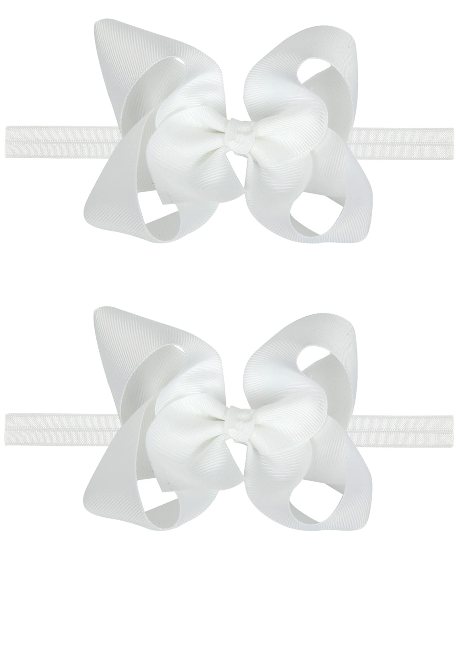 4.5 Inch 2Pcs Baby Girl Hair Bows with Alligator Clips - Cute Infant Hair Accessories for Toddlers (White) - Perfect for Parties, Photos & Everyday Style
