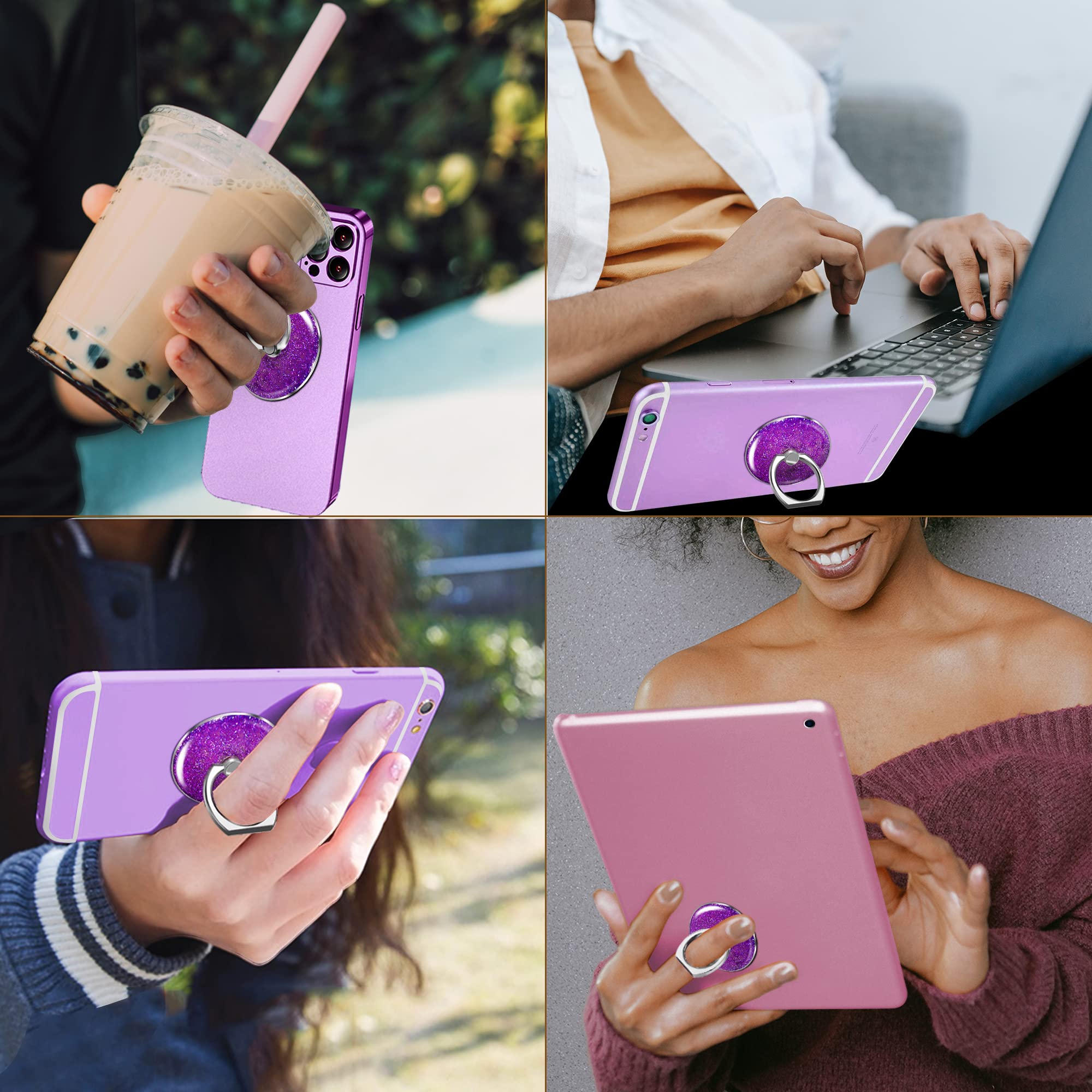 Sparkle Phone Grip Ring Holder - Purple Stand for Women | Phone, Tablet Accessory for Reading & Selfies