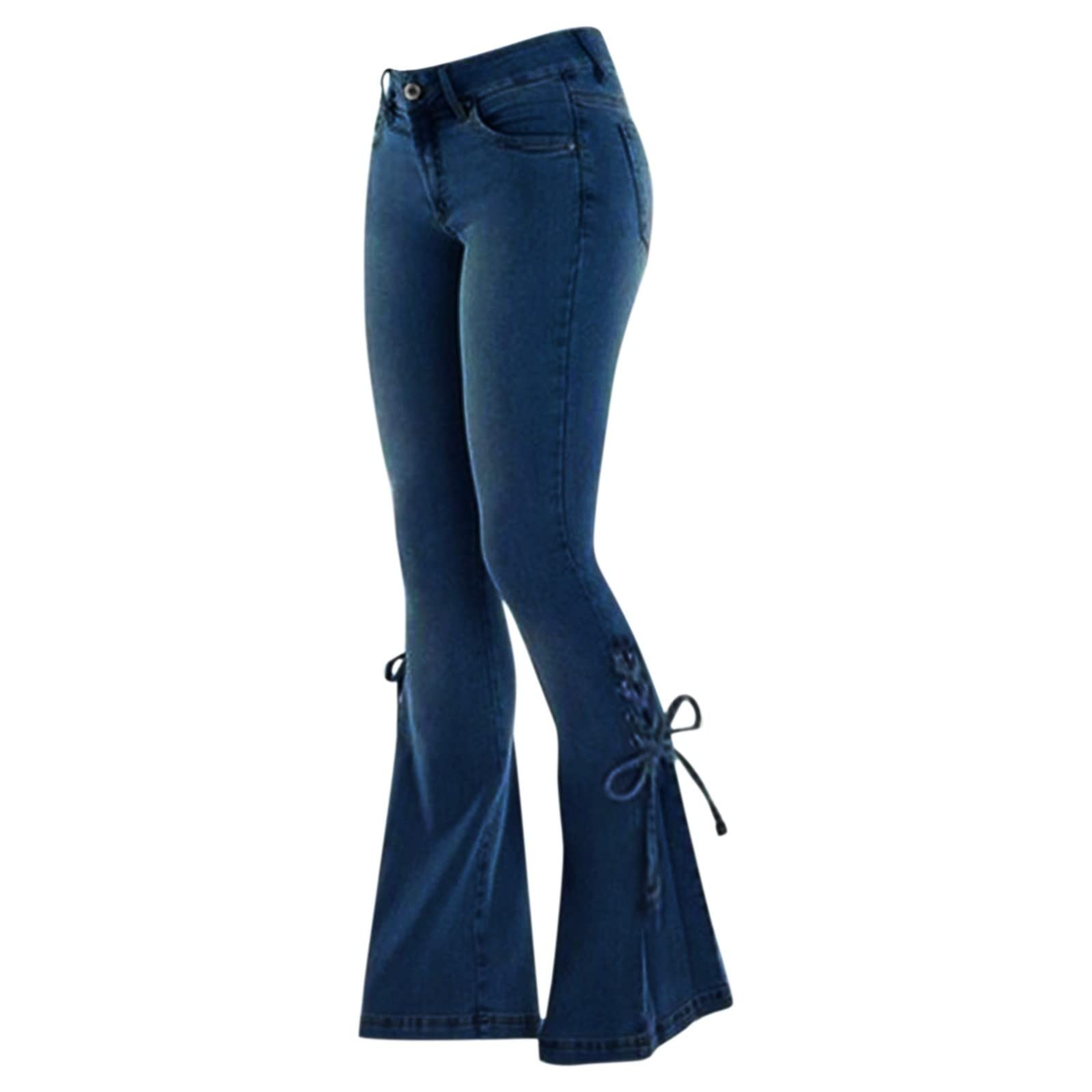 High Waisted Mom Jeans for Women - Loose Fit Flare Denim Pants with Pockets & Zip Print | Casual Comfort for Everyday Wear, Office & Weekend Outfits
