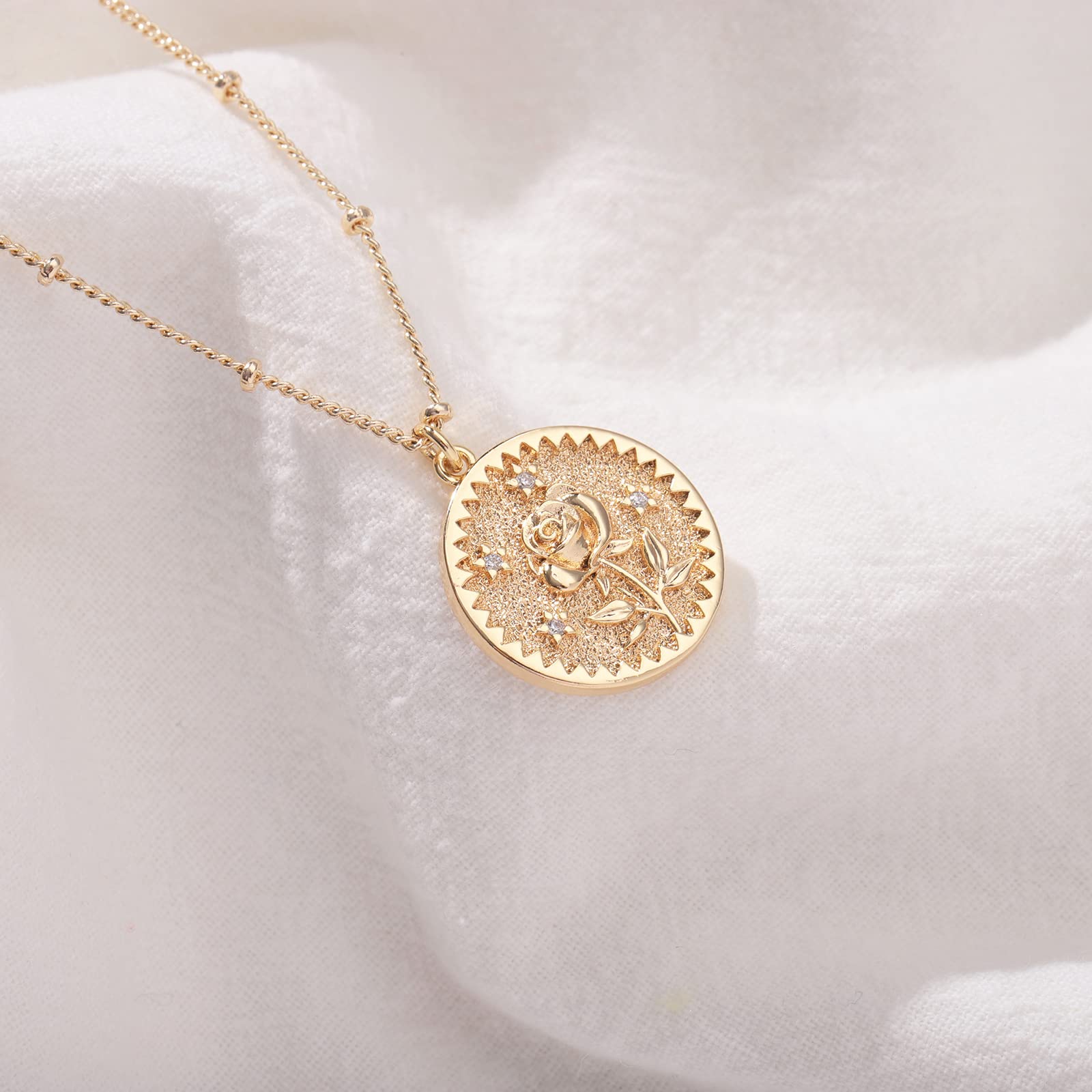 18K Gold Plated Custom Birth Flower Necklace for Women - Double Layered Engraved Floral Pendant with Dainty Birth Month Flower Disc - Personalized Jewelry Gift for Mom, Wife, Daughter | Perfect for Birthdays, Anniversaries & Special Occasions