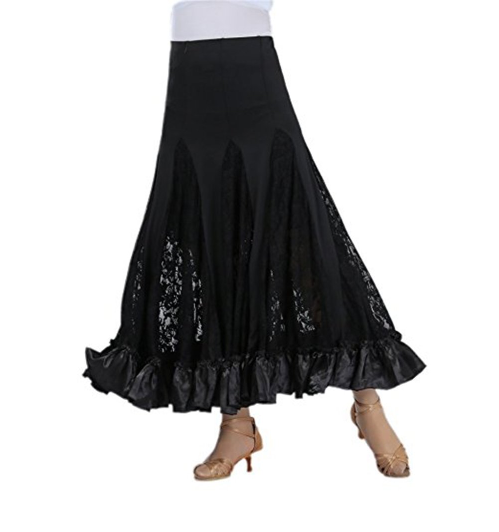 Elegant Ballroom Dance Skirt for Women - Long Swing Lace Skirt with Smooth Fabric | Perfect for Latin, Waltz & Social Dancing Events