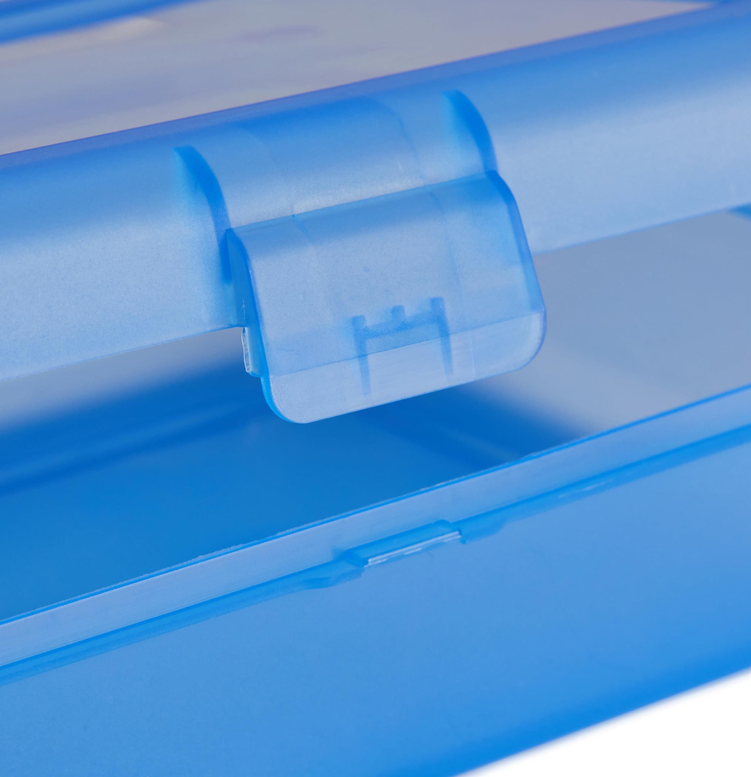 Amazon Basics Pencil Box - 1-Pack Blue Solid Plastic Storage Case for School, Office & Art Supplies | Perfect for Students, Teachers & Artists