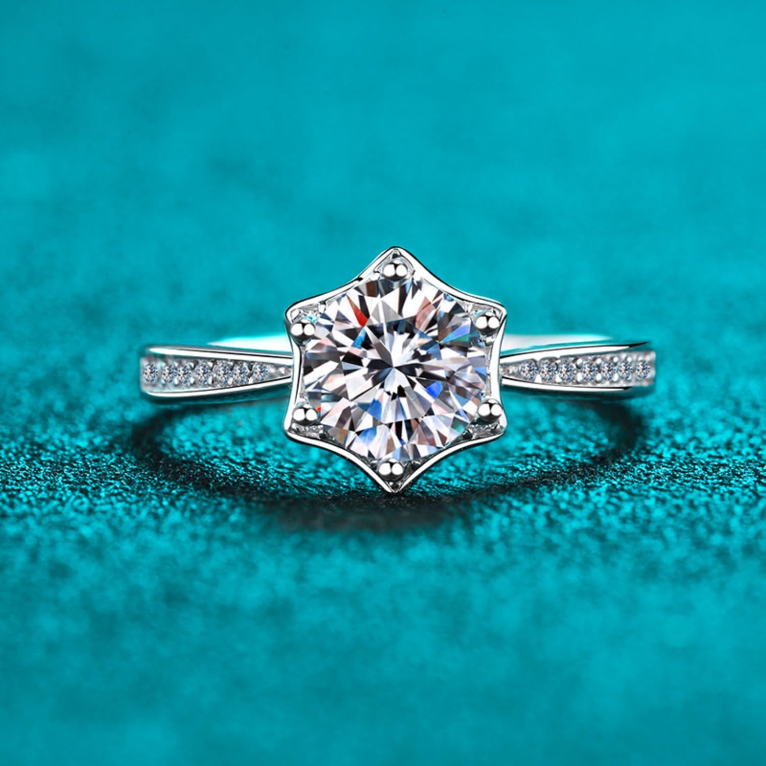 1ct Round Cut D Color VVS1 Moissanite Engagement & Wedding Rings for Women - Sterling Silver, Certified, Elegant & Durable Jewelry for Proposals, Anniversaries & Special Occasions
