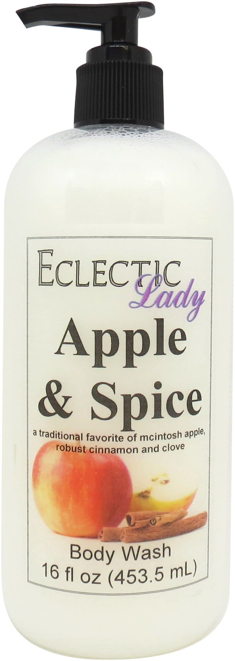 Organic Apple Spice 3-in-1 Body Wash, Bubble Bath & Hand Soap - Phthalate-Free Liquid Pearl Cleanser for Women | USA Made 16oz | Moisturizing Shower Gel for Dry Skin, Relaxing Bath Time & Spa-Like Experience