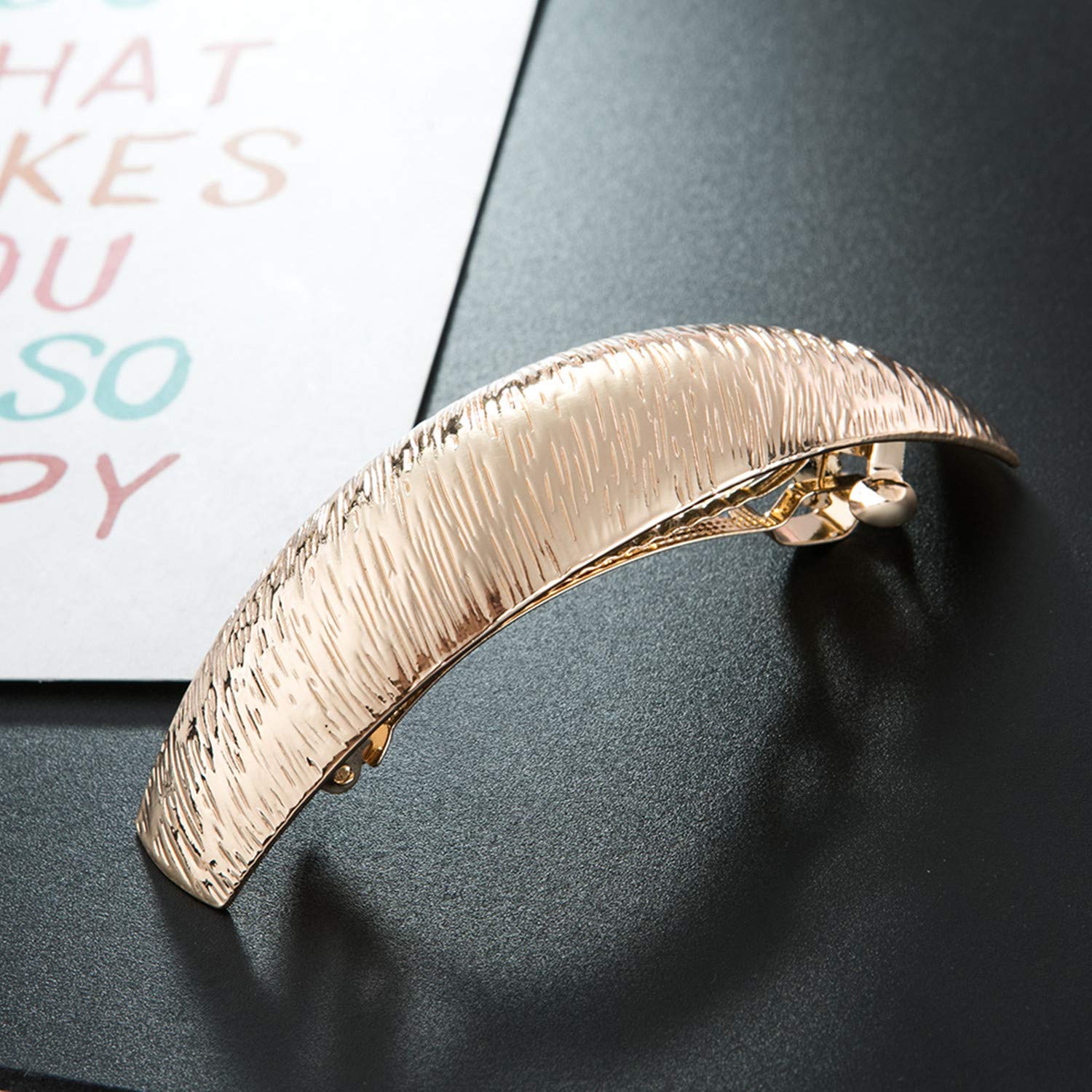 JinYu Women's Hair Clips - Fashionable French Style Metal Barrettes for Medium to Thick Hair, Non-Slip Automatic Clasp (Gold) | Perfect for Office, Wedding & Everyday Use
