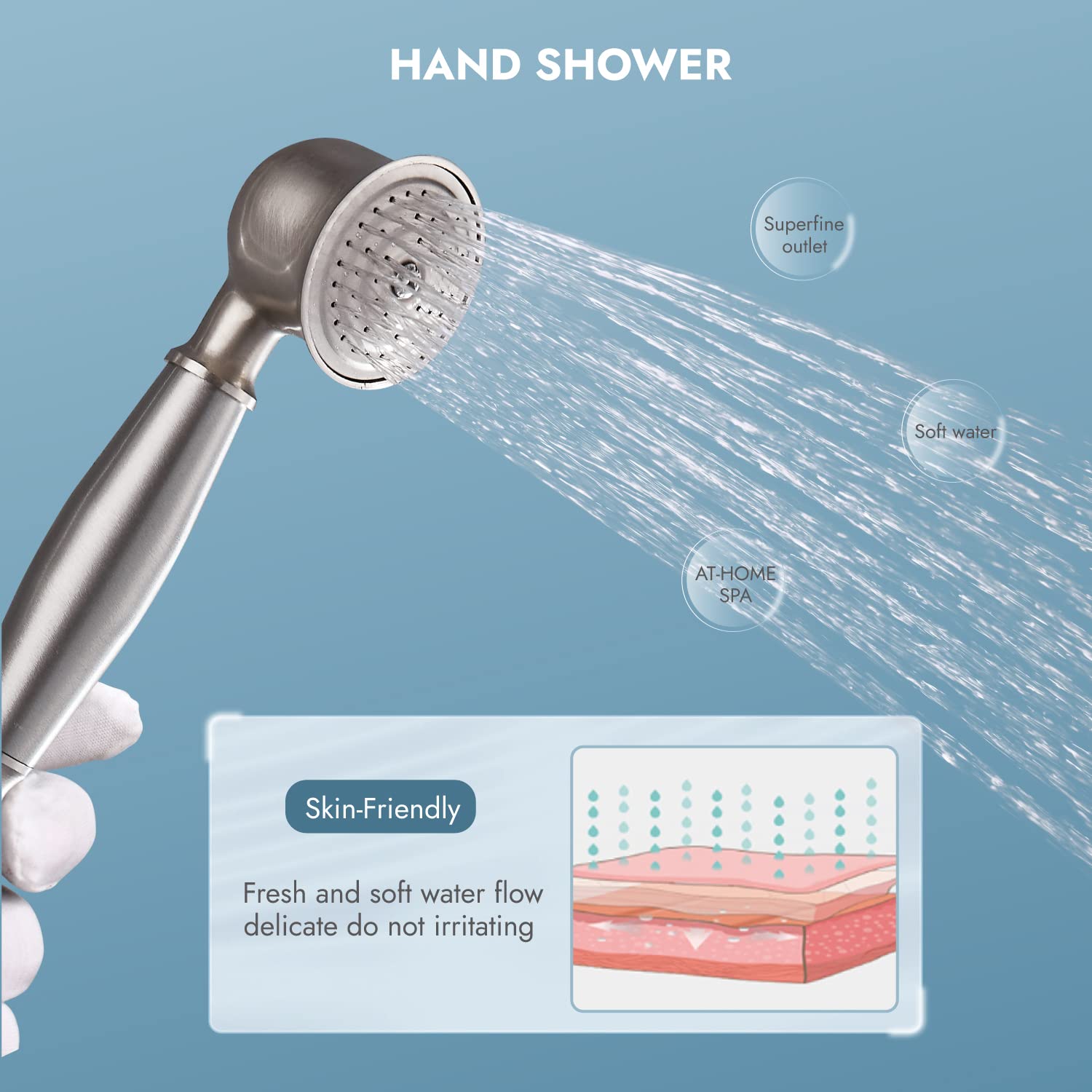Brushed Nickel Freestanding Bathtub Faucet - Floor Mount Tub Filler with Double Cross Knobs & Handheld Shower - Modern Telephone Shape Bath Mixer Tap for Spa-Like Bathroom Relaxation
