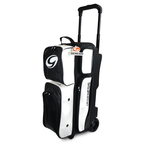 Genesis Carbon 3 Ball Roller Bowling Bag - White & Black - Perfect for League Play, Tournaments & Practice Sessions