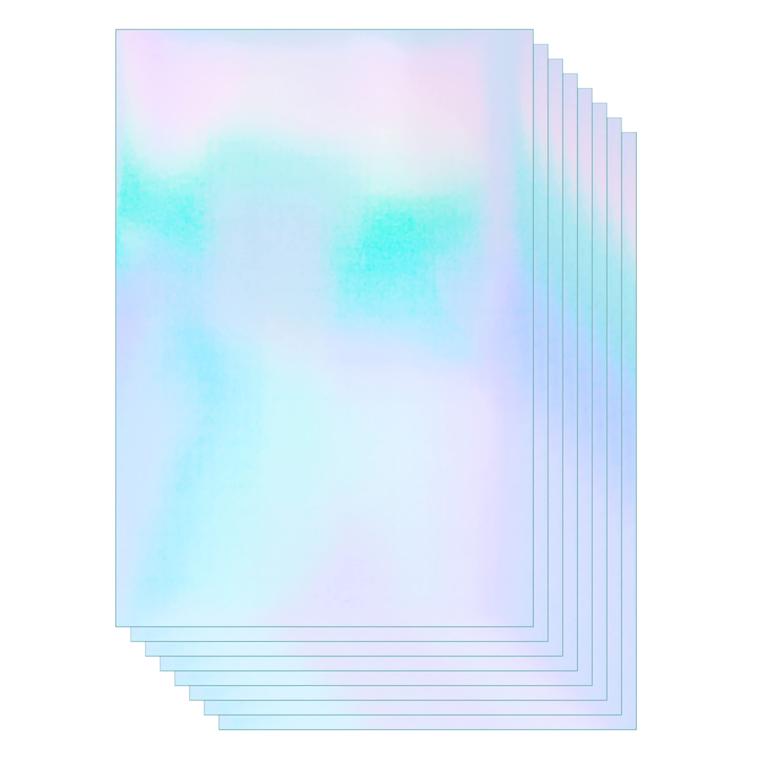 50 Sheets Holographic Clear Vinyl Sticker Paper - A4 Size (11.7x8.25 Inch) Self-Adhesive Waterproof Transparent Overlay Film for DIY Crafts, Scrapbooking, and Decorative Projects