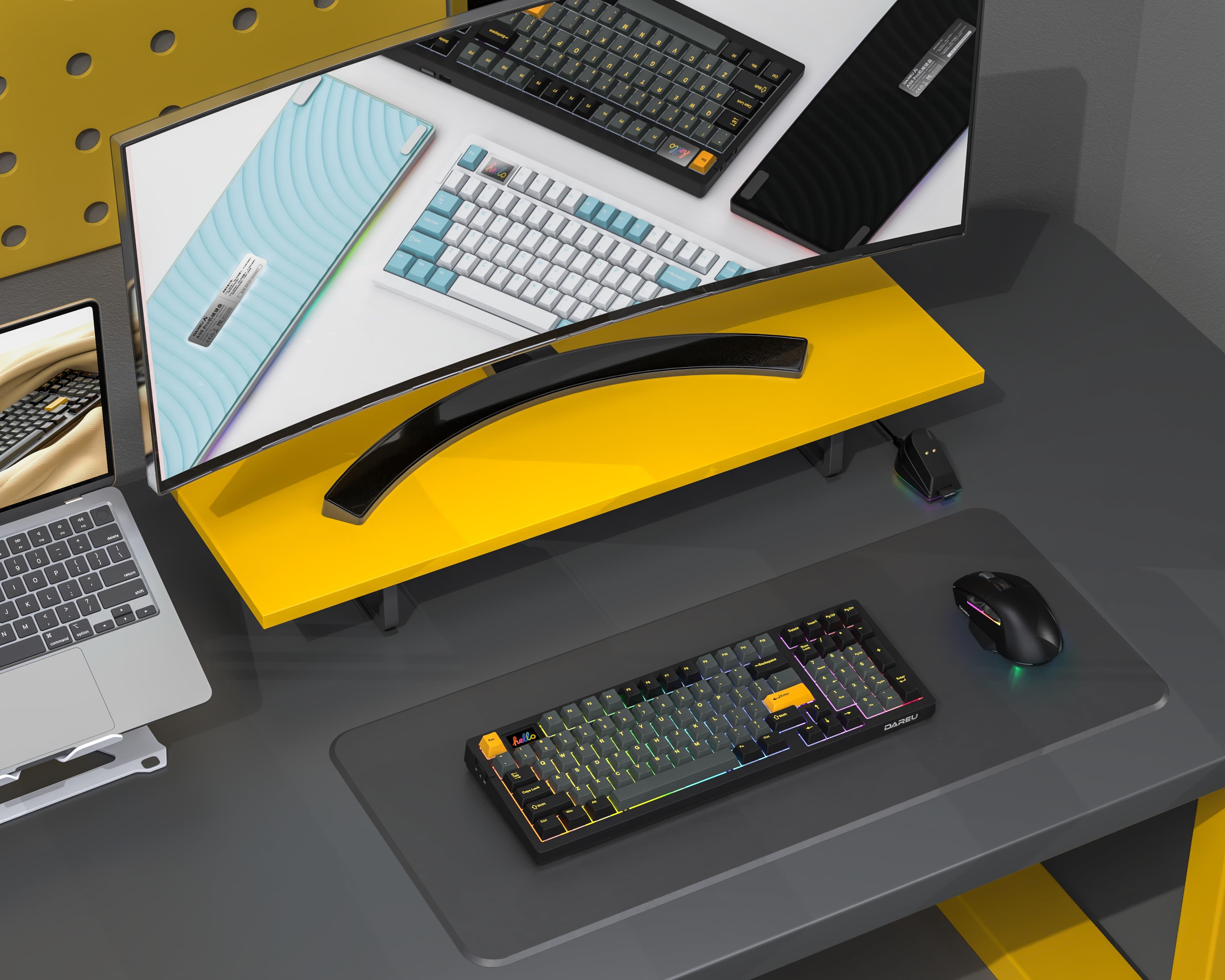DAREU A98 PRO II Wireless Mechanical Keyboard - 98 Keys, RGB Backlit, Hot Swappable, OLED Display | Perfect for Gaming, Typing & Office Work