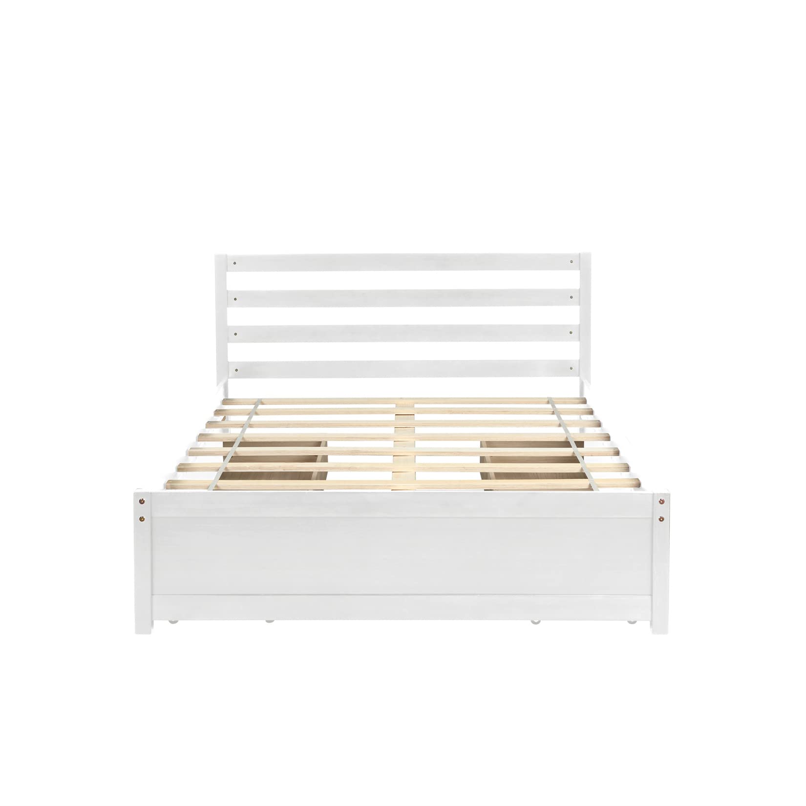 Bellemave Full Size Wooden Platform Bed with 4 Storage Drawers & Headboard - Sturdy Slat Support for Kids, Teens, Boys & Girls Bedroom - Perfect for Small Spaces & Guest Rooms (White)