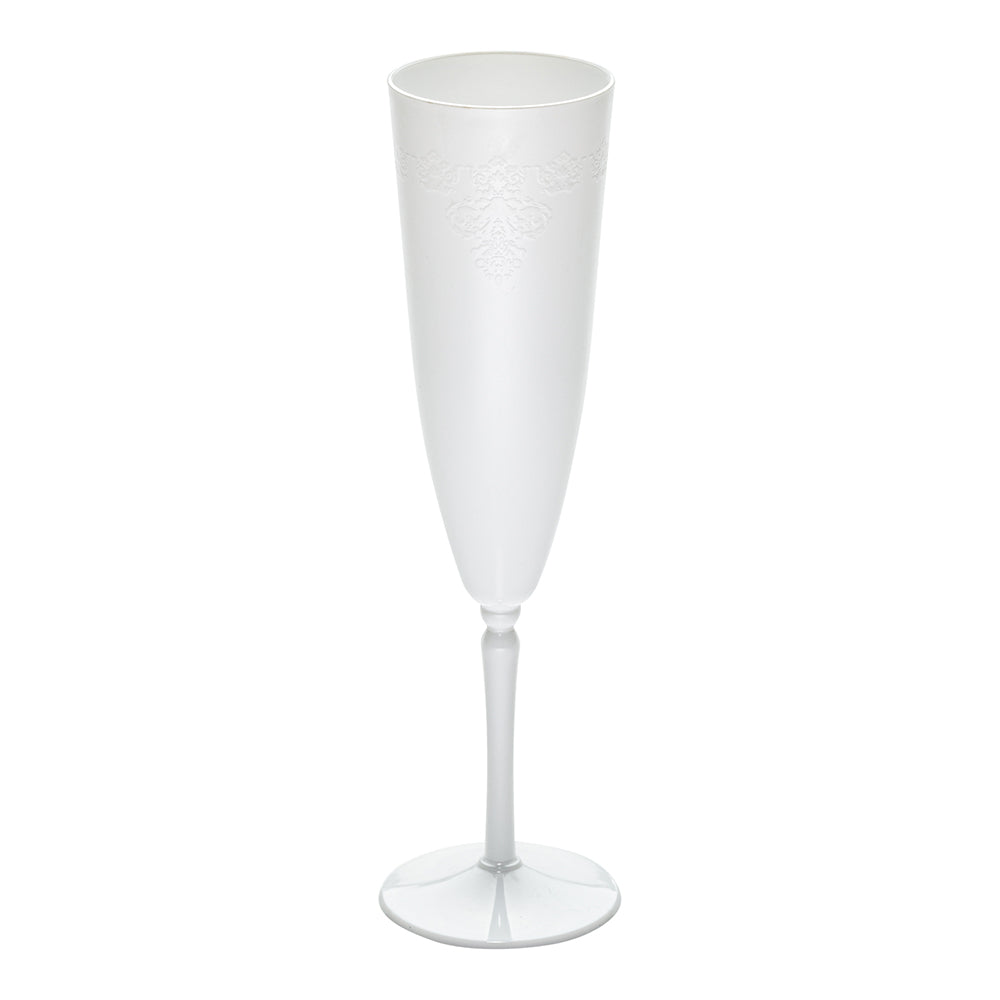 4 oz White Plastic Wedding Champagne Flutes (20-Pack) - Disposable Elegant Toast Glasses for Bridal Showers, Receptions & Parties - 7.5