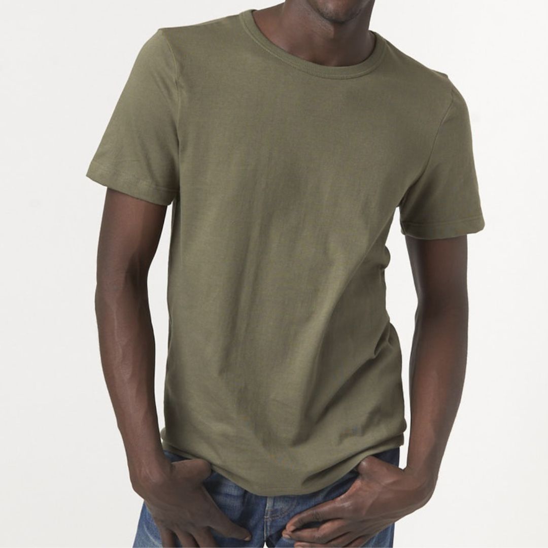 Vintage 1950s Army Green Classic Fit Loopwheeled Cotton T-Shirt for Men - Military Style Casual Tee for Everyday Wear & Retro Outfits