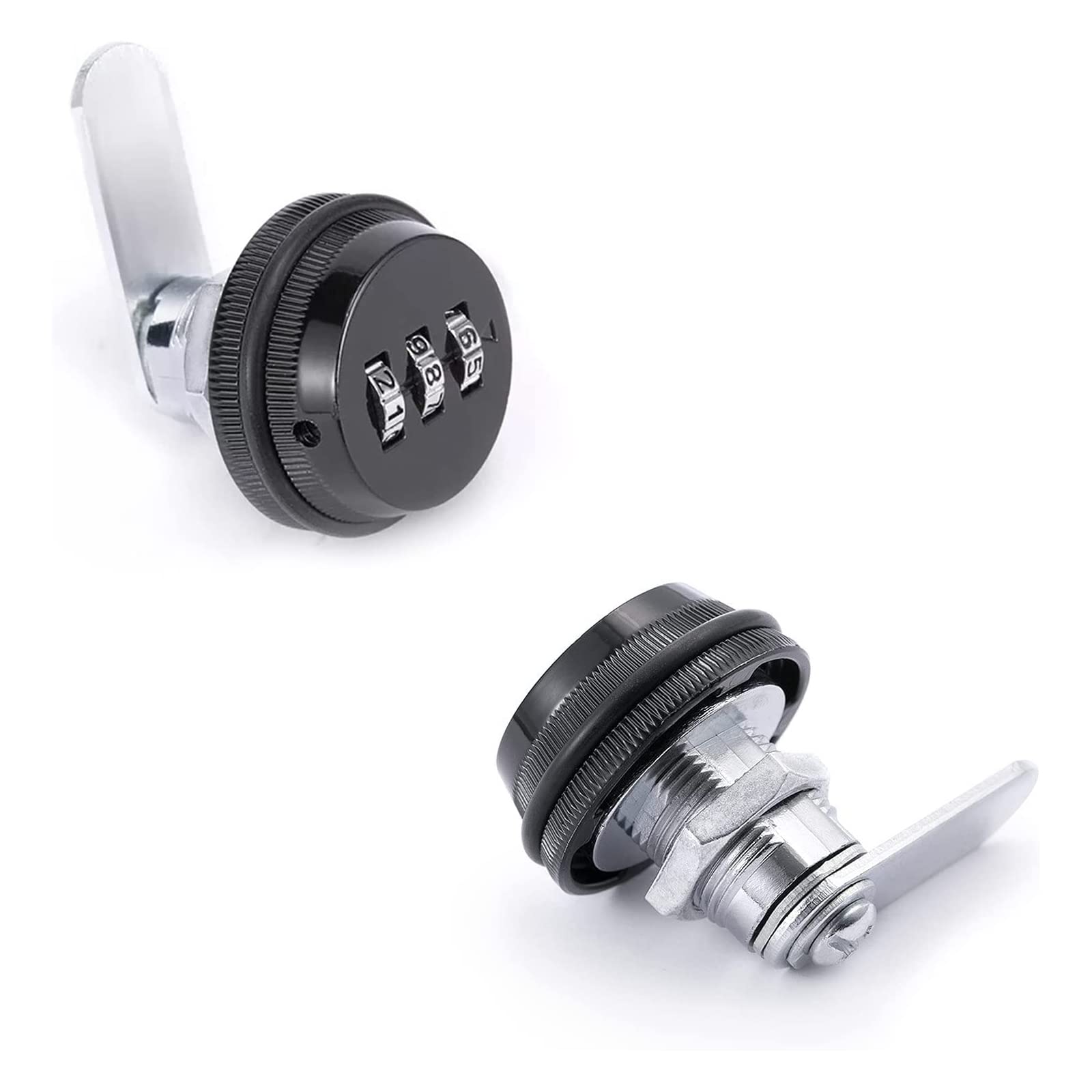2 Pack Black Combination Cabinet Locks - Keyless Password Coded Cam Locks for 0.3-0.9 Inch Cabinets, Deposit Boxes & Mailboxes - Secure Storage for Home, Office & School Use