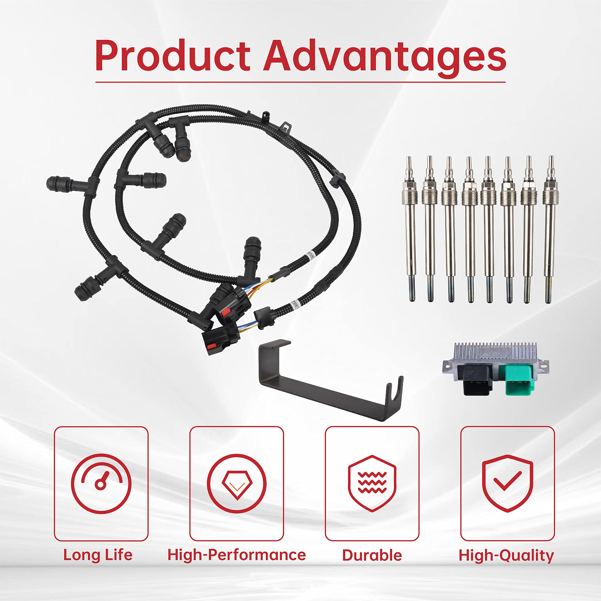 Powerstroke Glow Plugs Harnesses & GPCM Controller Kit - Compatible with 2004-2010 Ford 6.0L Diesel Engines | Includes Installation Tool | Perfect for Cold Weather Starts & Engine Maintenance
